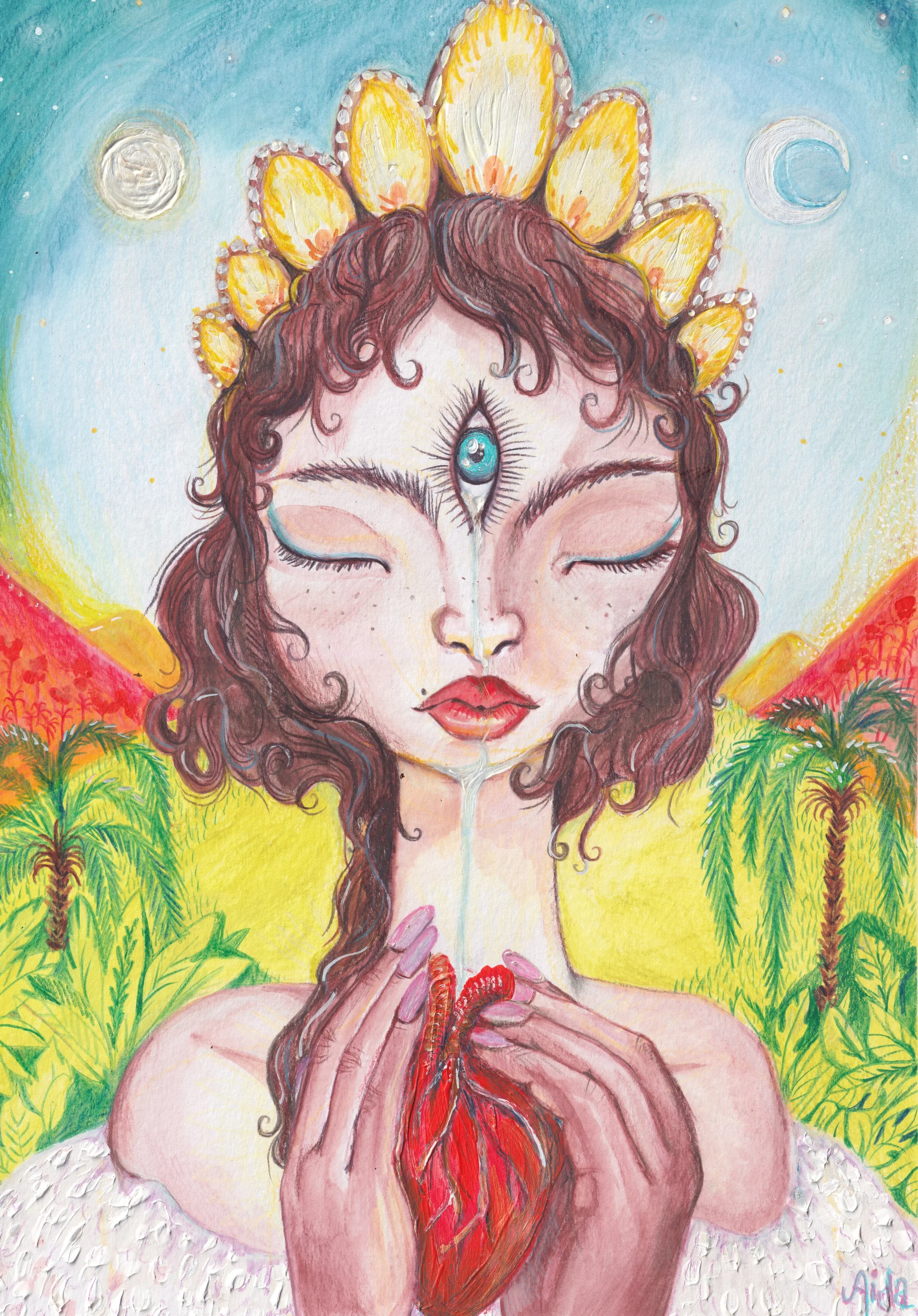 Heartbeat
'26

Colored pencil, markers, acrylic and textured paste on paper
29,7 x 42 cm 
Original artwork