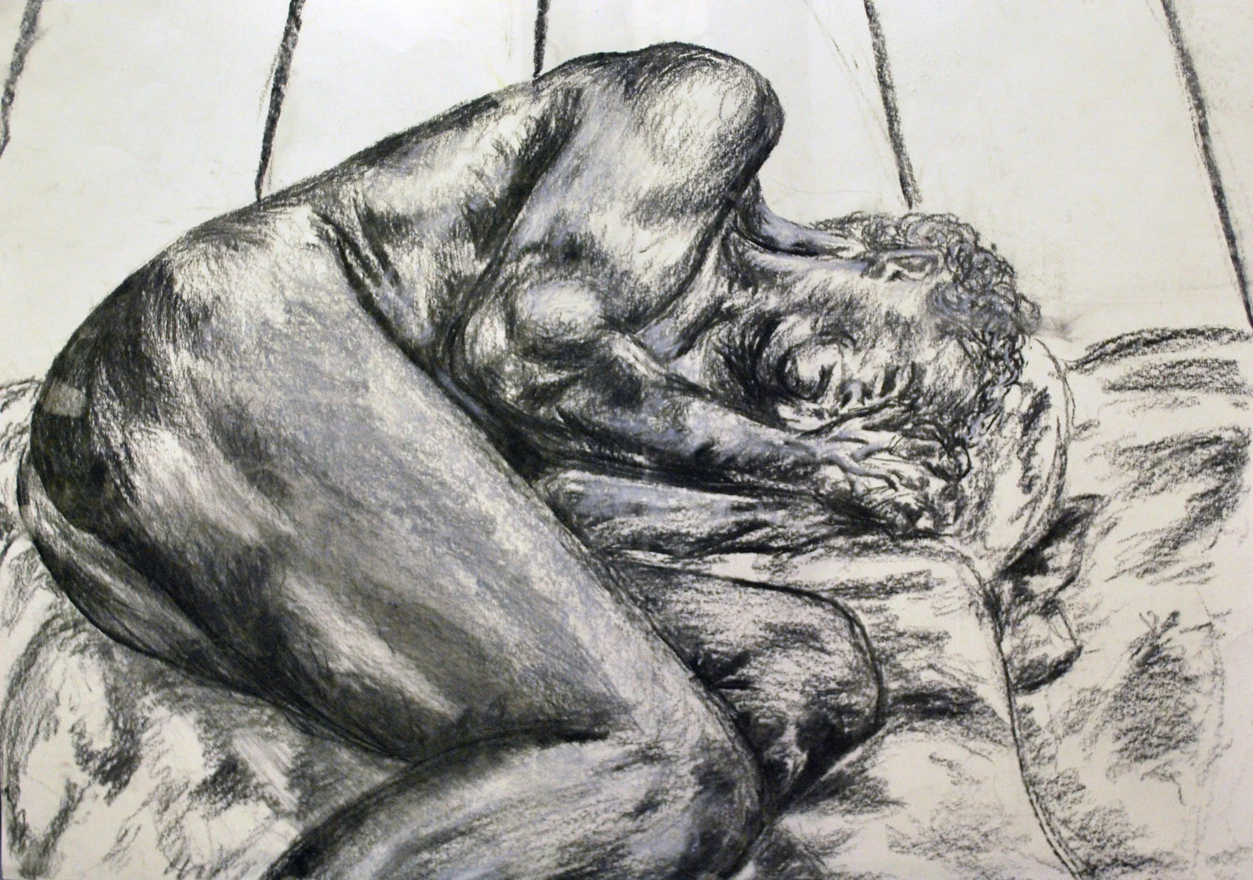 Nude Man on Sheets
Charcoal on Paper
2016