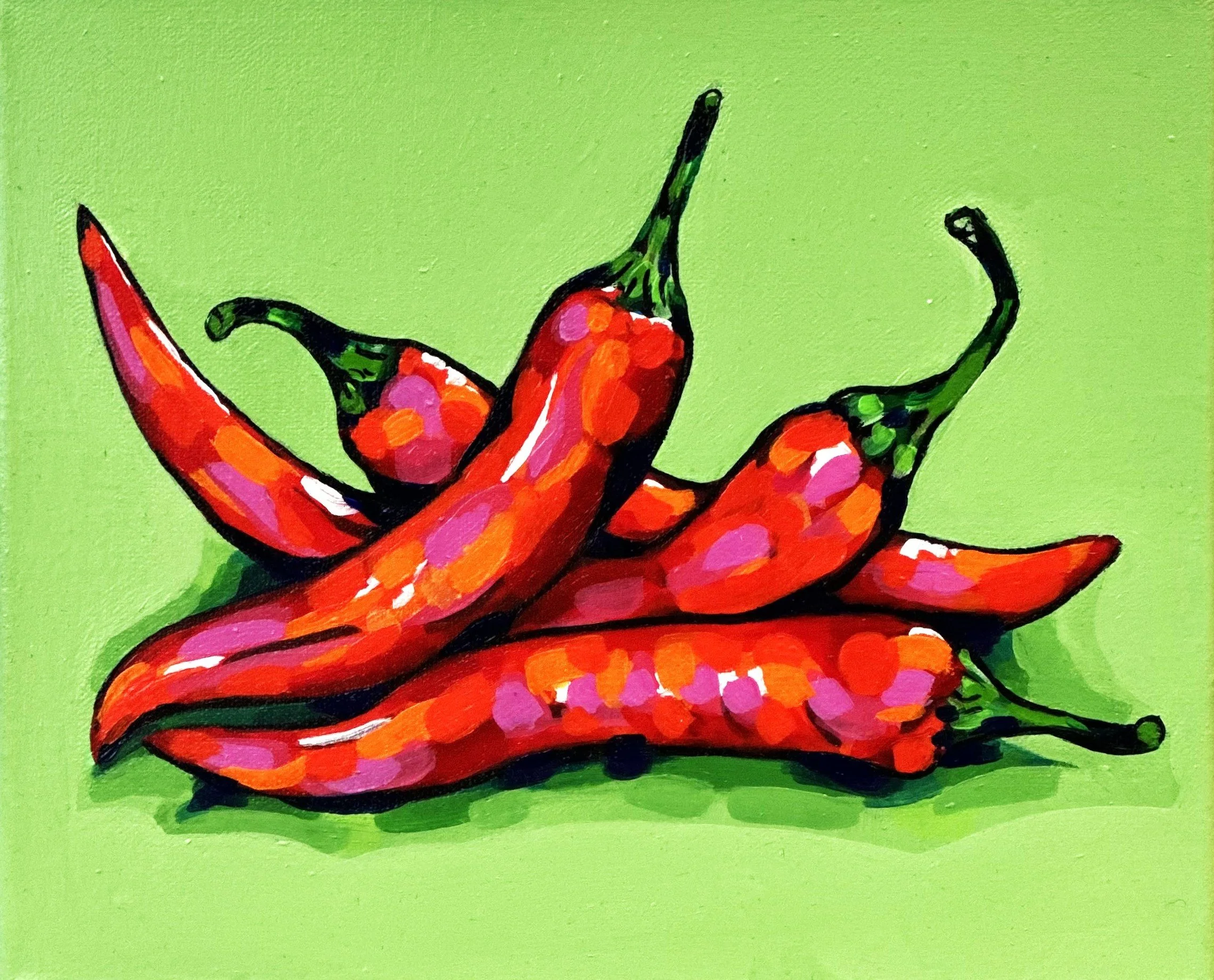 Chilies III
Acrylic on Canvas 
2025