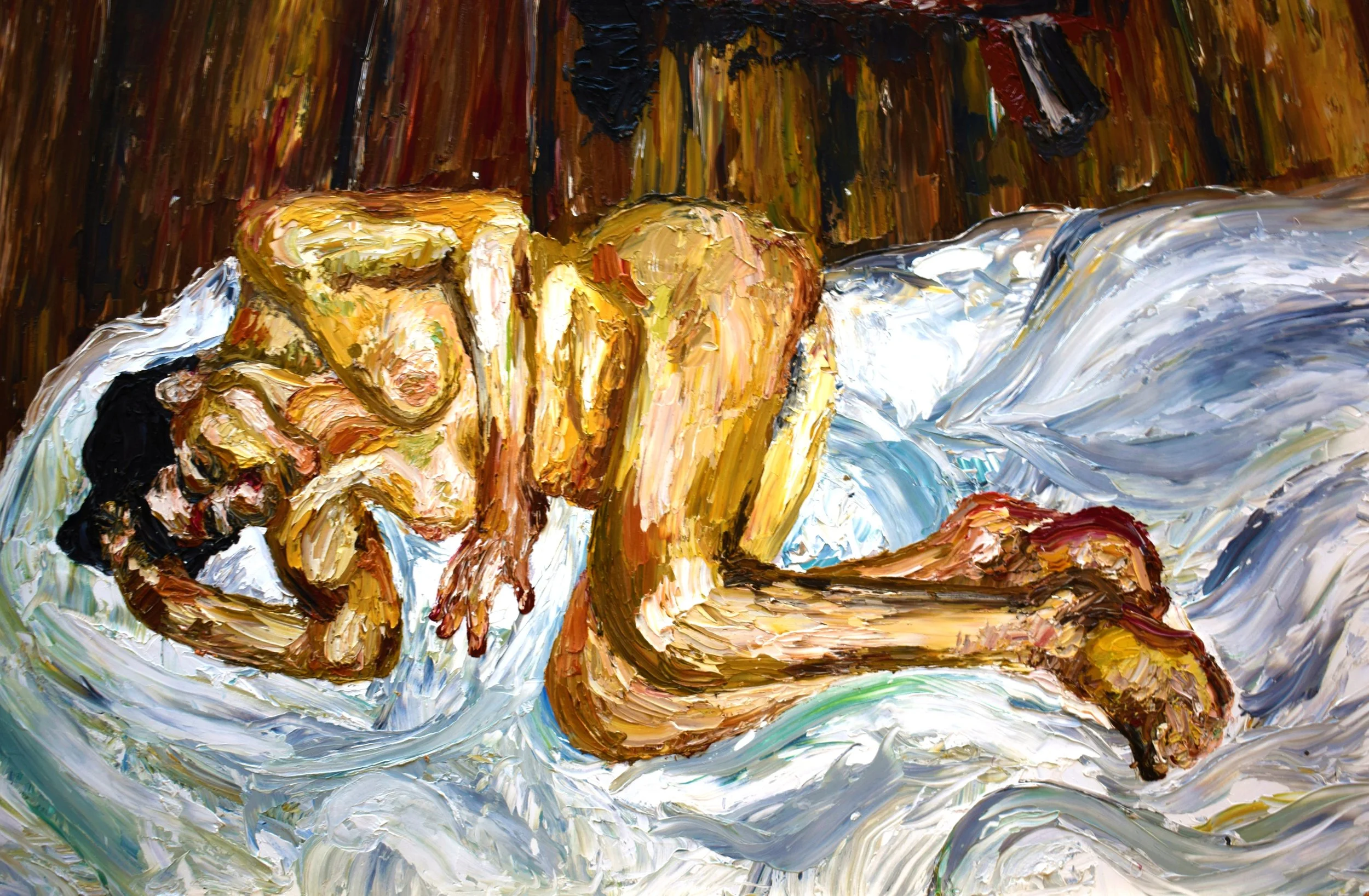 Study of Freud's 'Nude Female Sleeping on a Bed'
Oil on Board
2017