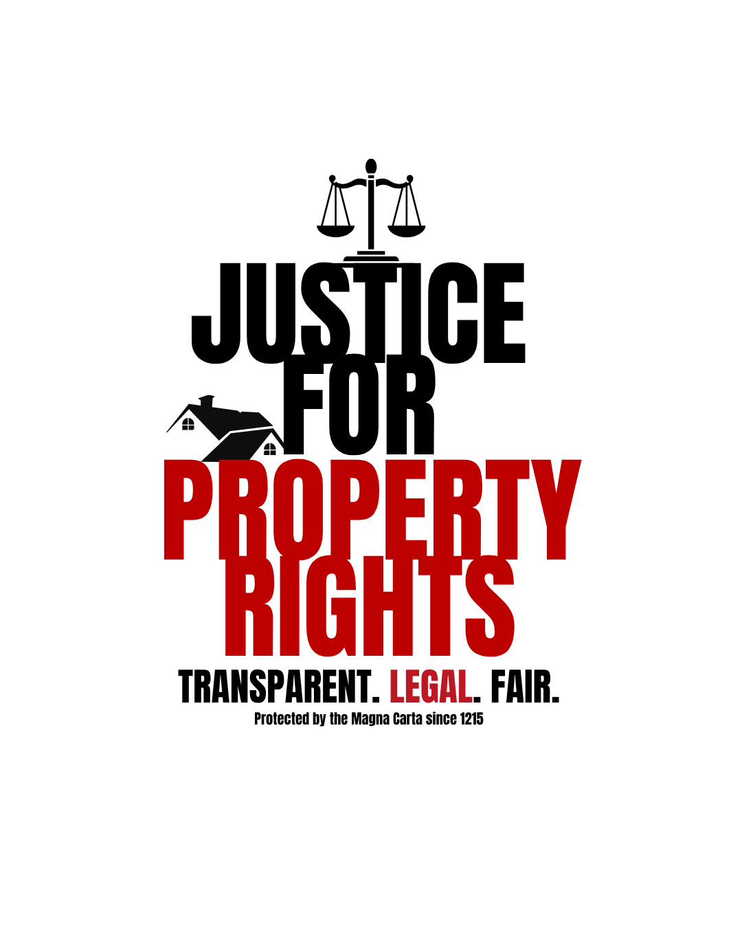 Graphic with the words "Property Rights" in large bold red letters, a small house silhouette in black, and the word "Legal" beneath in red.