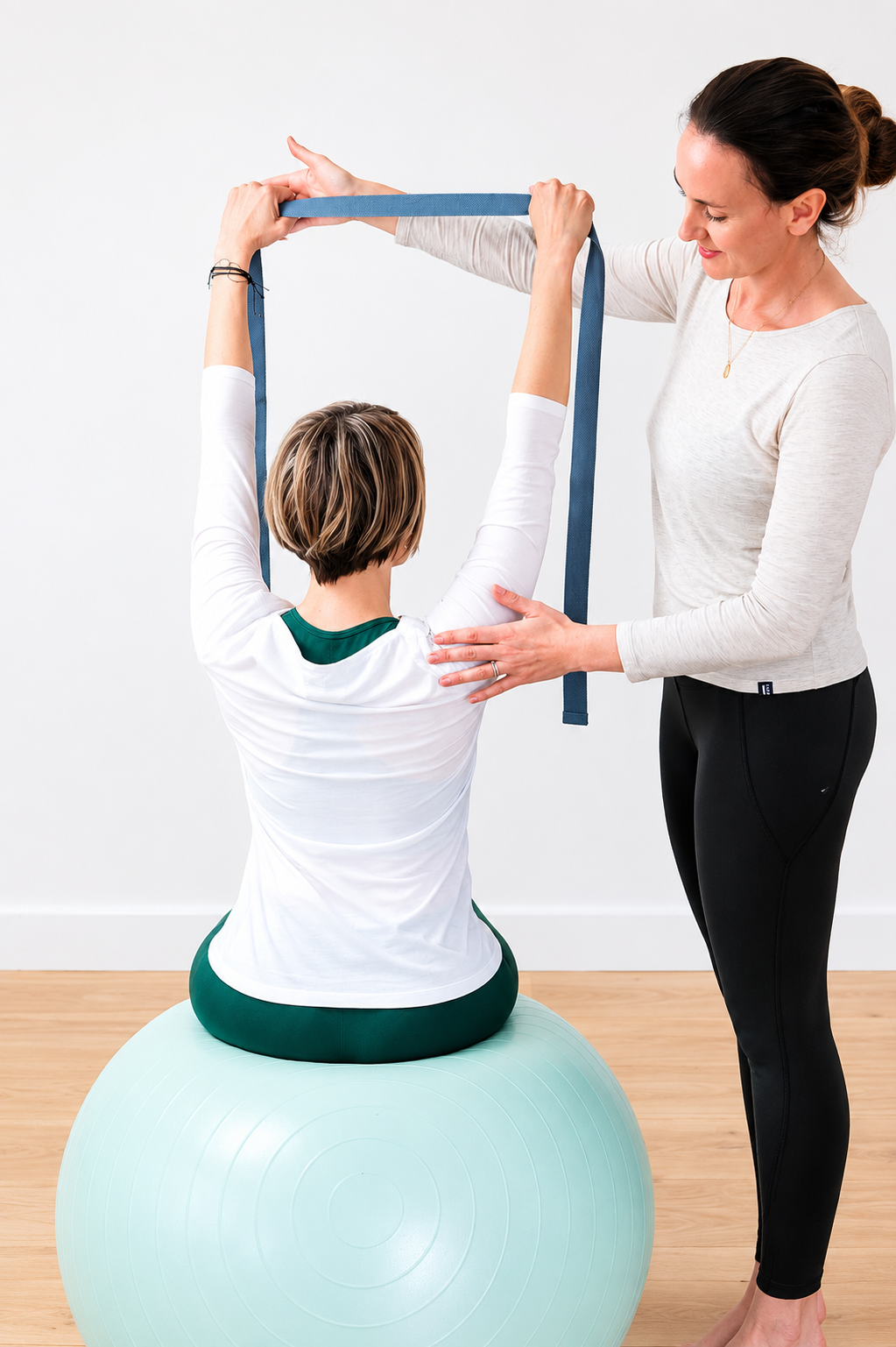 personal pilates with jenny hopps on a pilates ball
