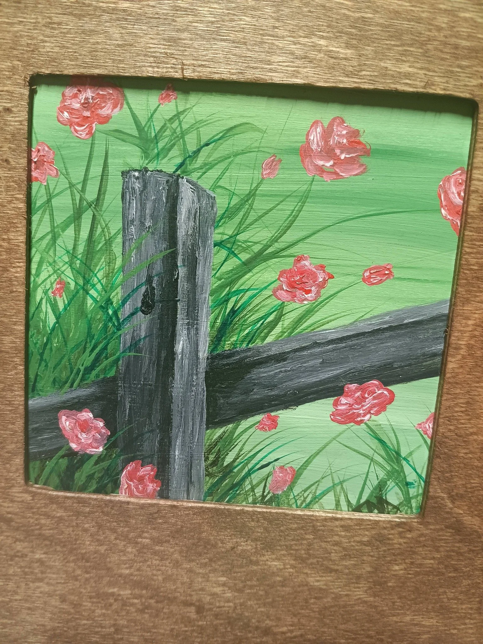 Fence in Flowers in wooden frame.jpg