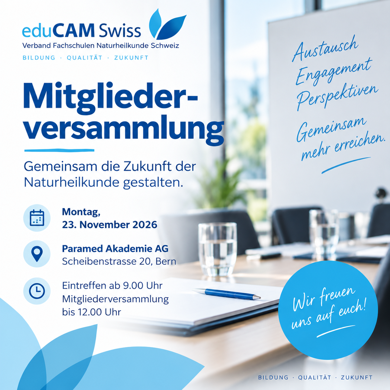 nächste Mitgliederversammlung / prochaine assemblée des membres d’eduCAM Swiss / prossima assemblea dei membri di eduCAM Swiss