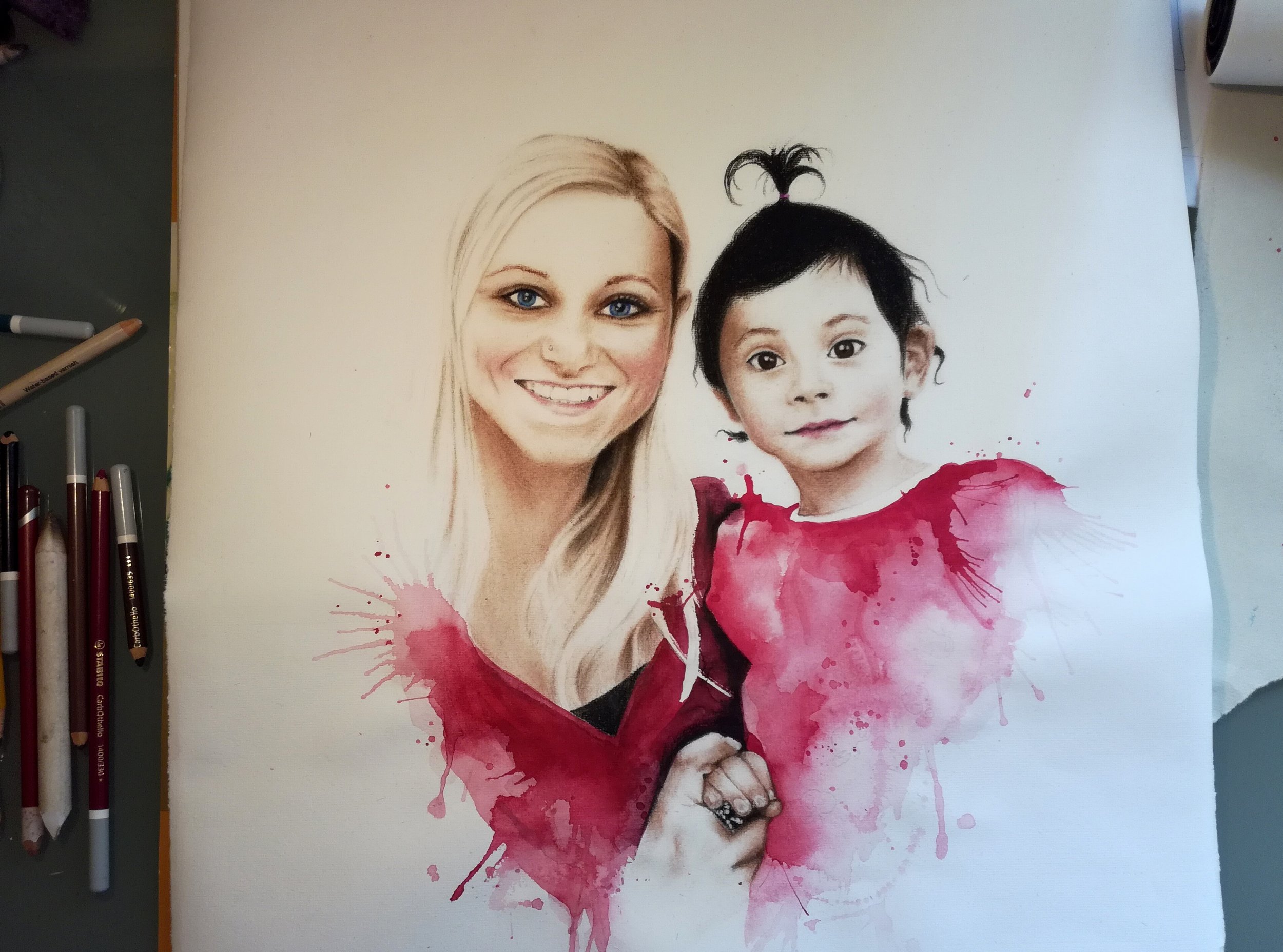 PORTRAIT / Kreide, Aquarell auf Bütten / © Jennifer Perauer