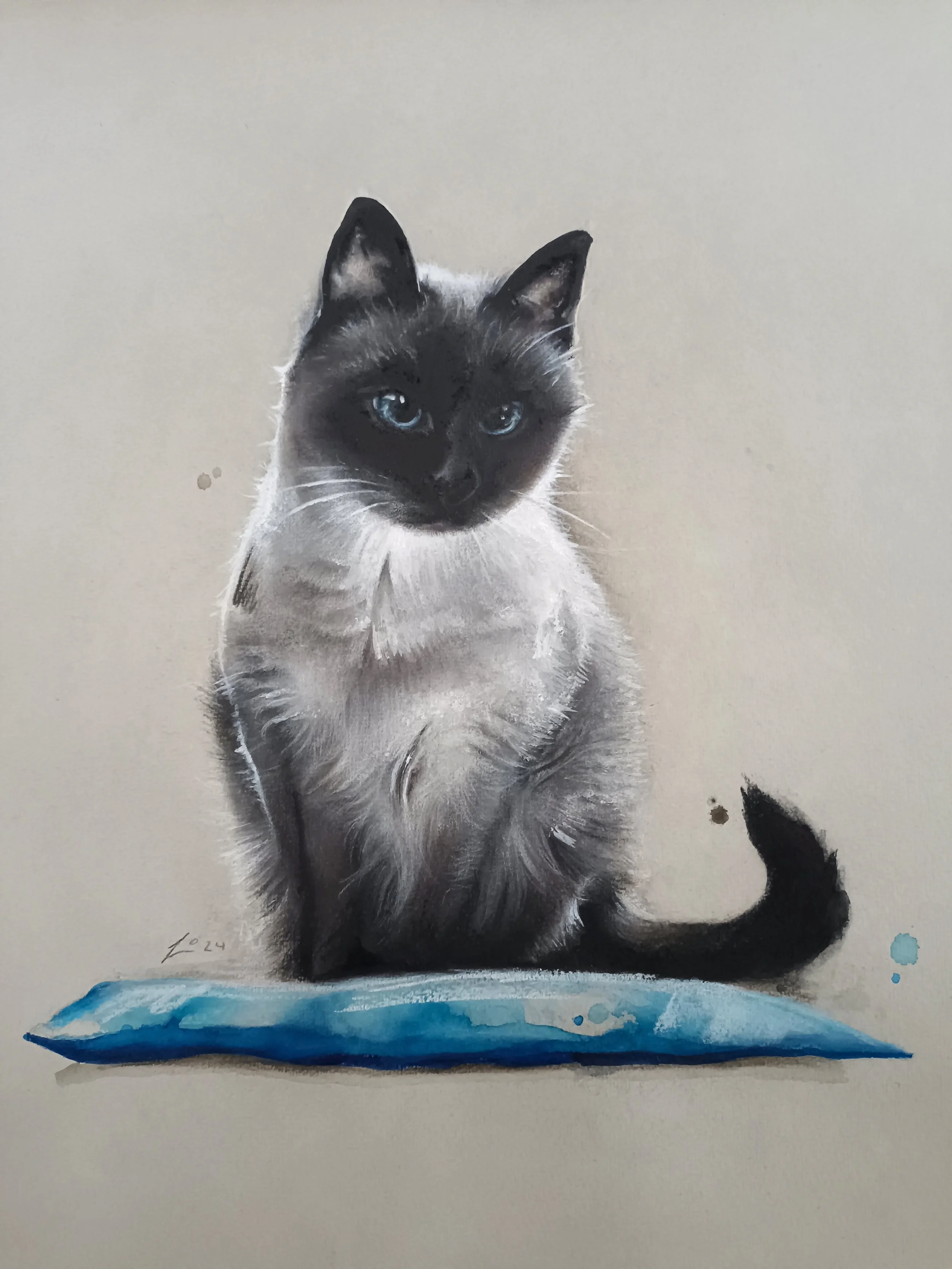 TIERPORTRAIT / Kreide, Aquarell auf Bütten / © Jennifer Perauer