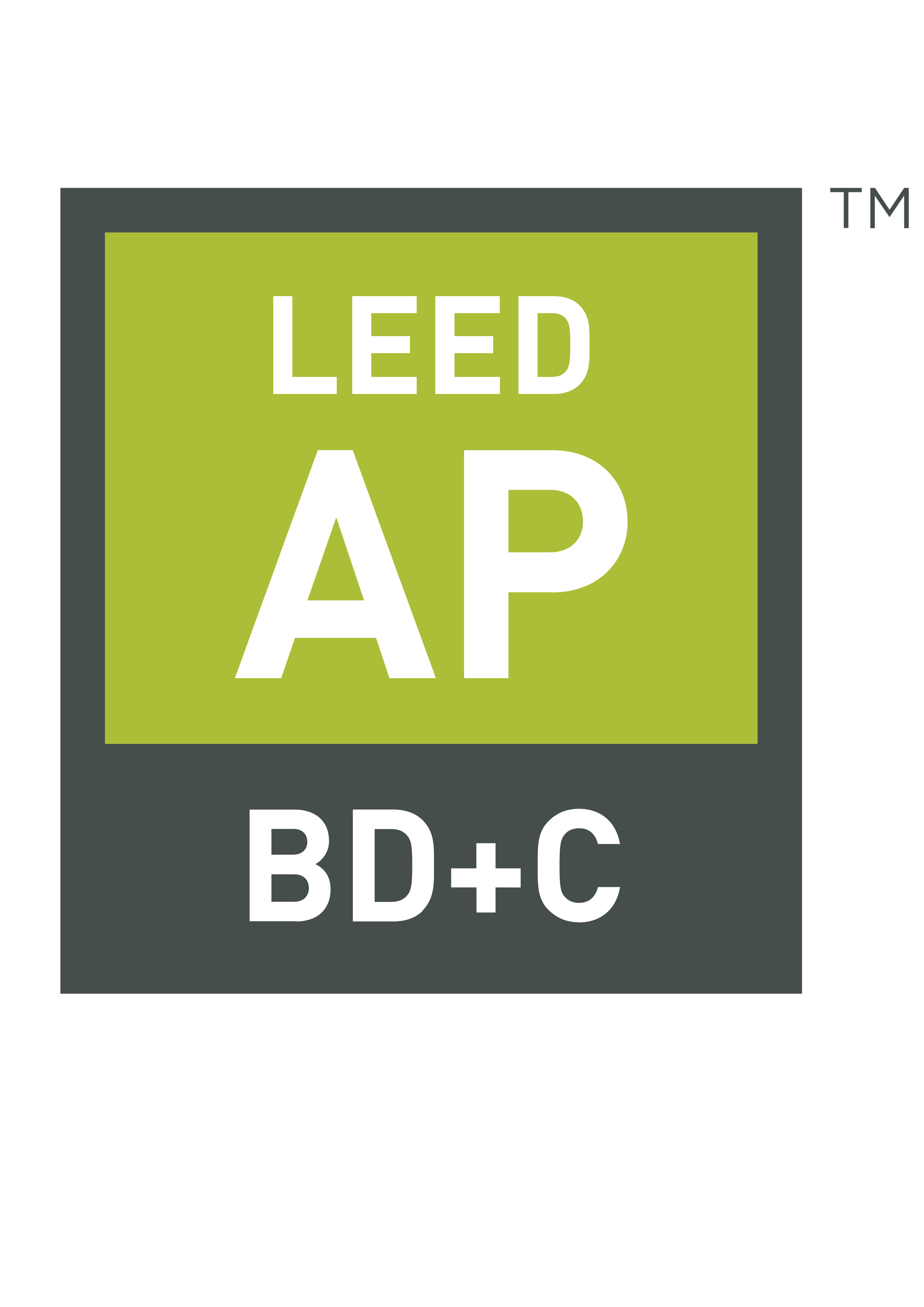 LEED AP certification logo with green, gray, and white colors.