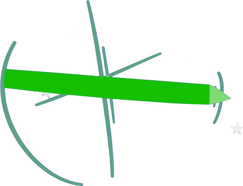 Diagramm eines Wind- oder Wasserstrahls, mit Richtungs- und Kraftangaben, Sternsymbol und Koordinatensystem im Hintergrund.