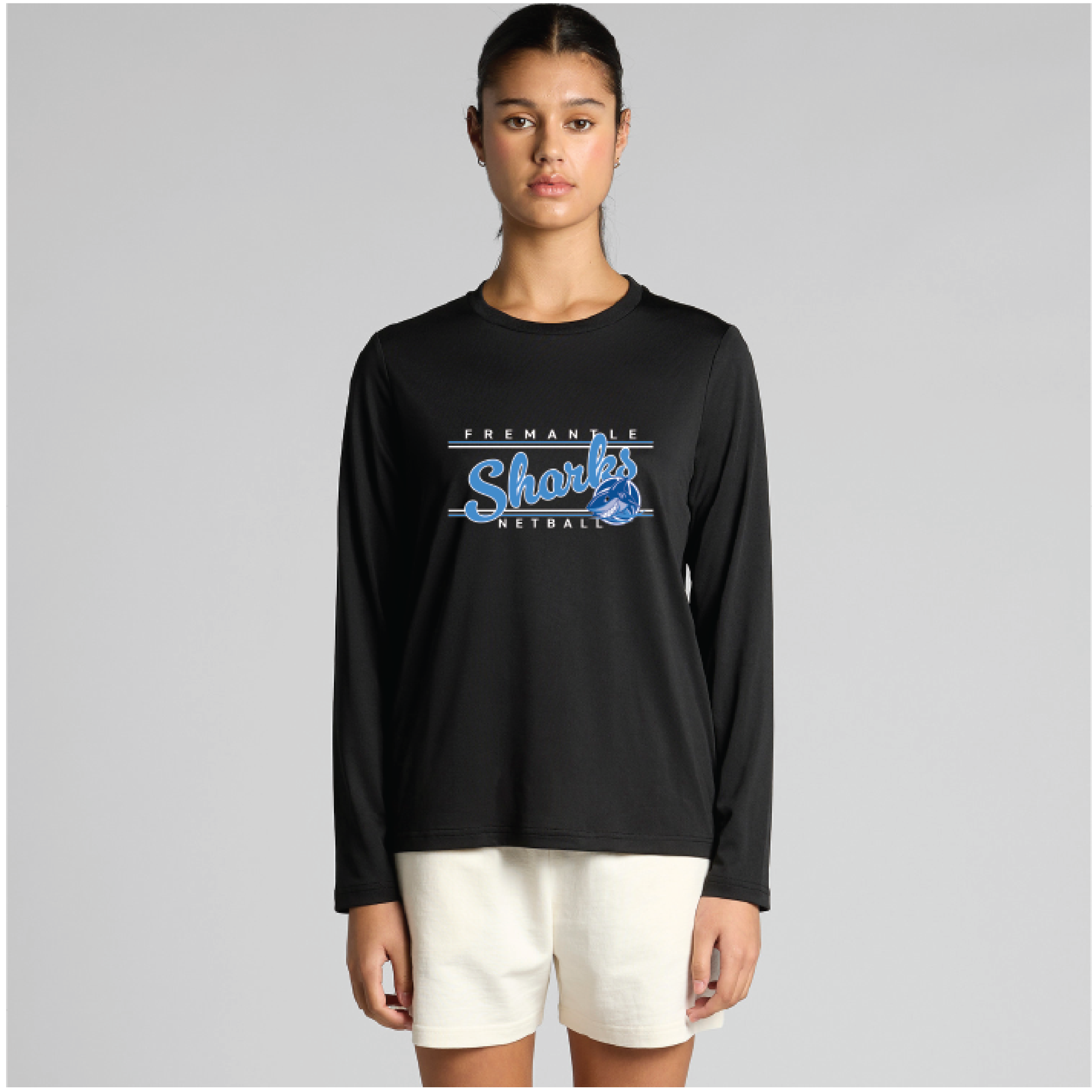 Fremantle Sharks Classic Black Long Sleeve Tee