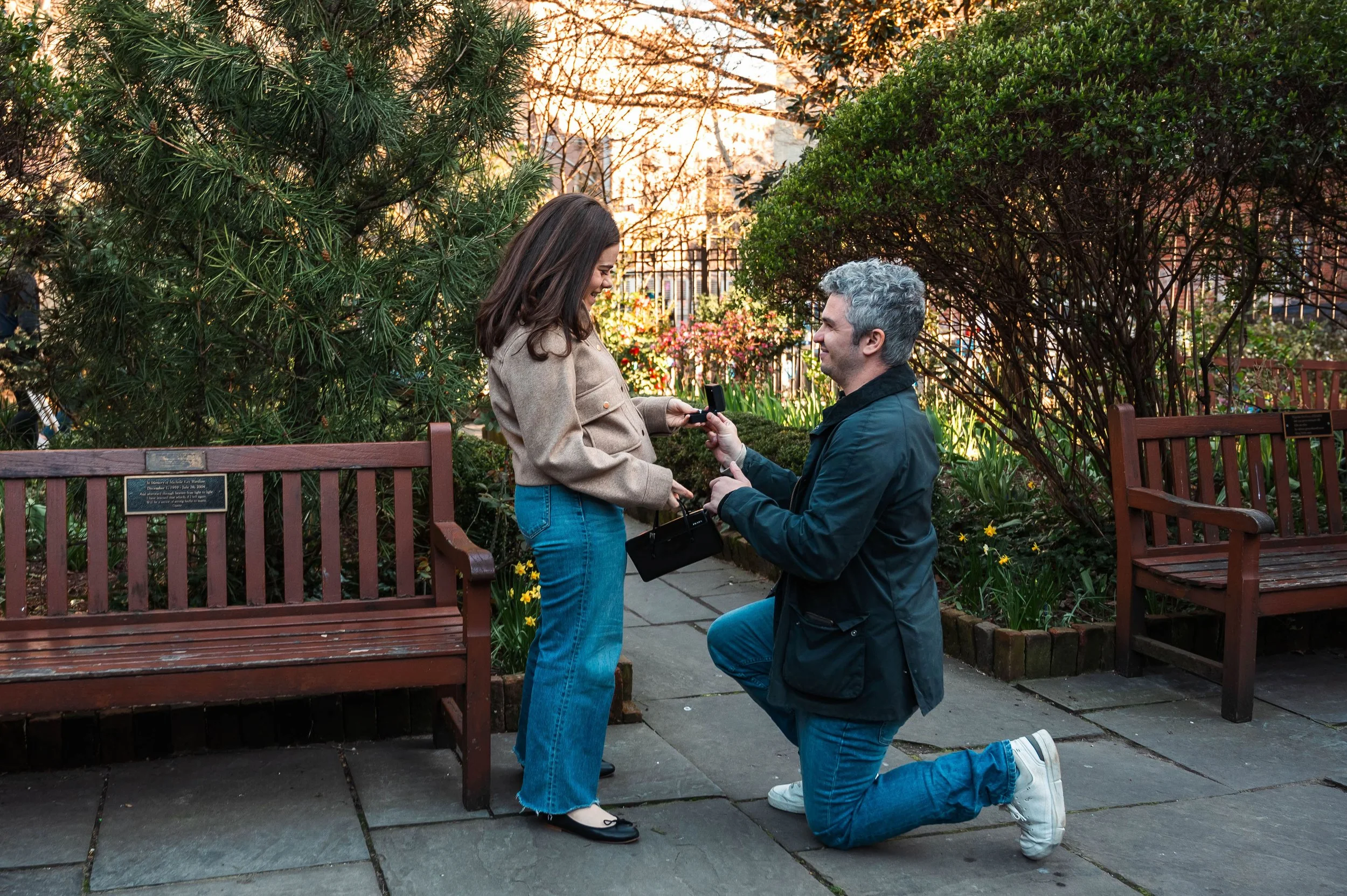 Surprise marriage proposal in the West Village New York City