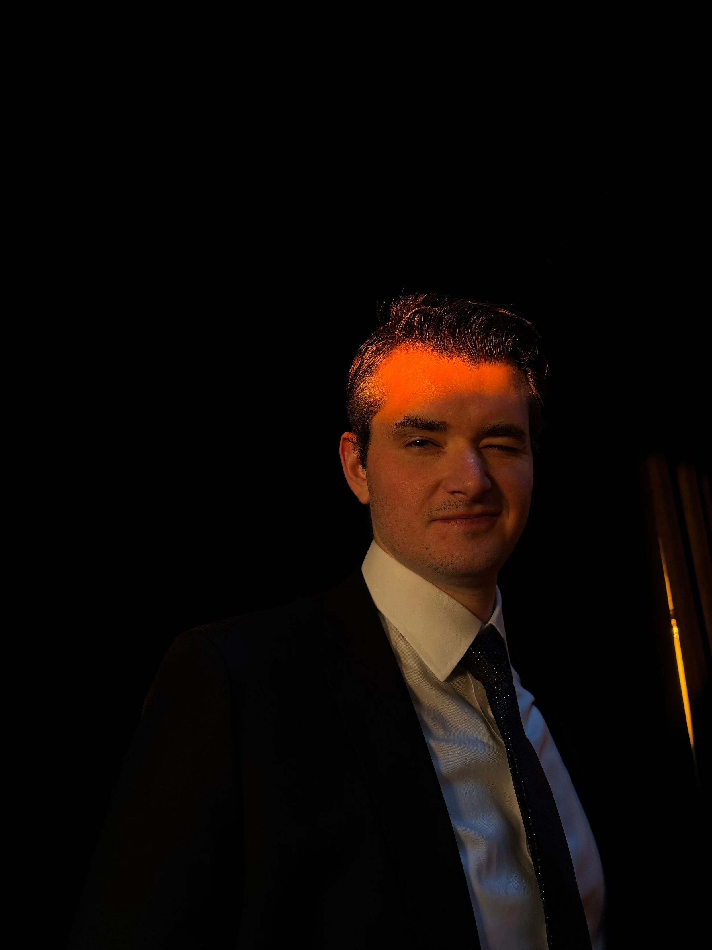 Image of man photographed during golden hour on iPhone