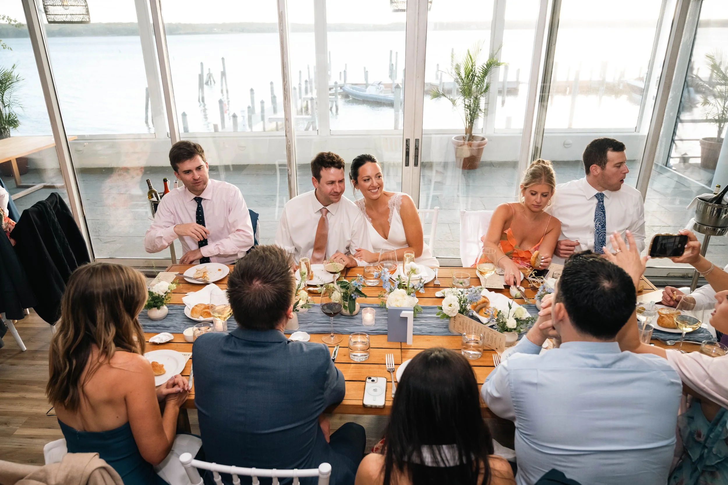 Bride and groom table East Hampton wedding