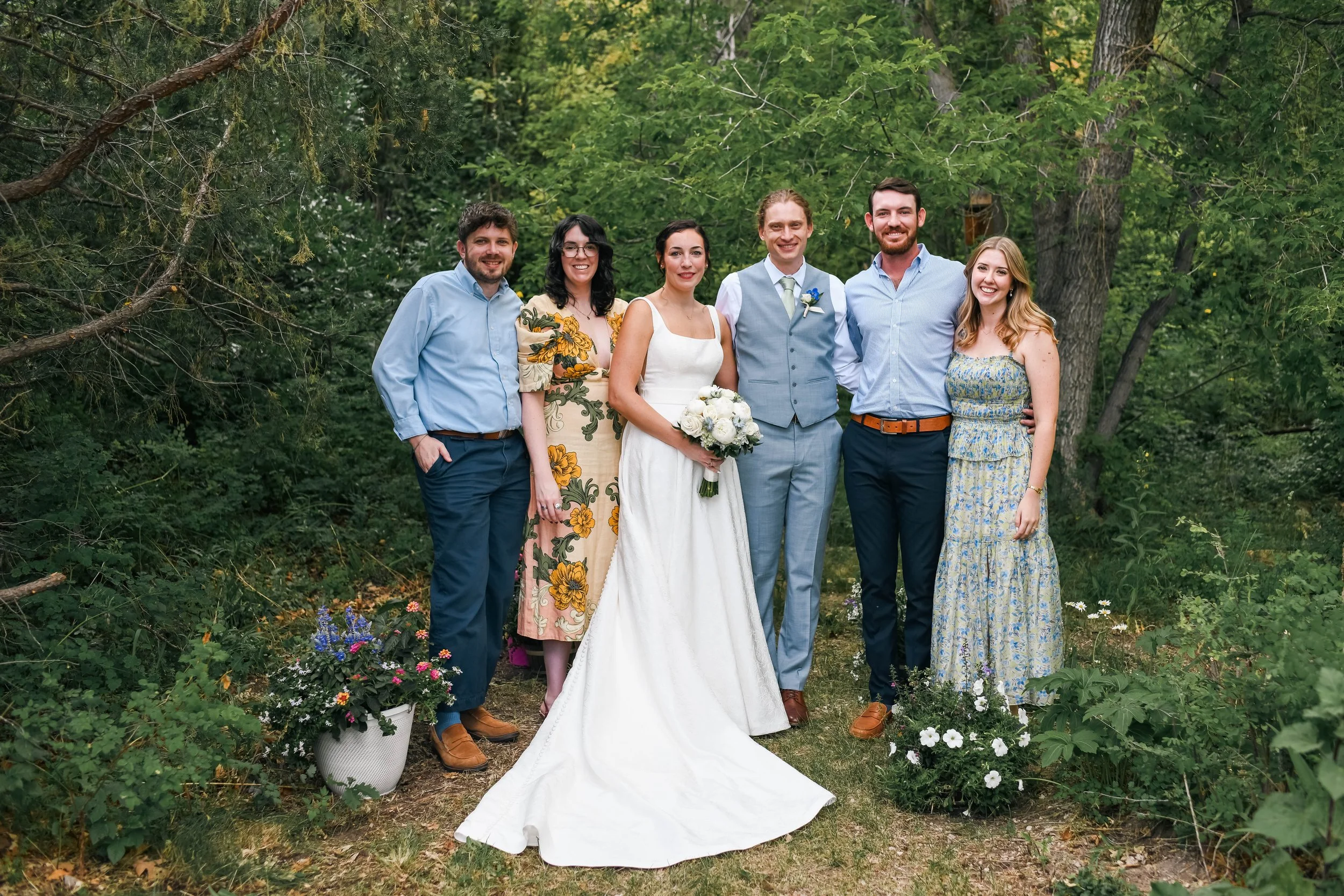Family portrait taken at an outdoor wedding in Albuquerque New Mexico