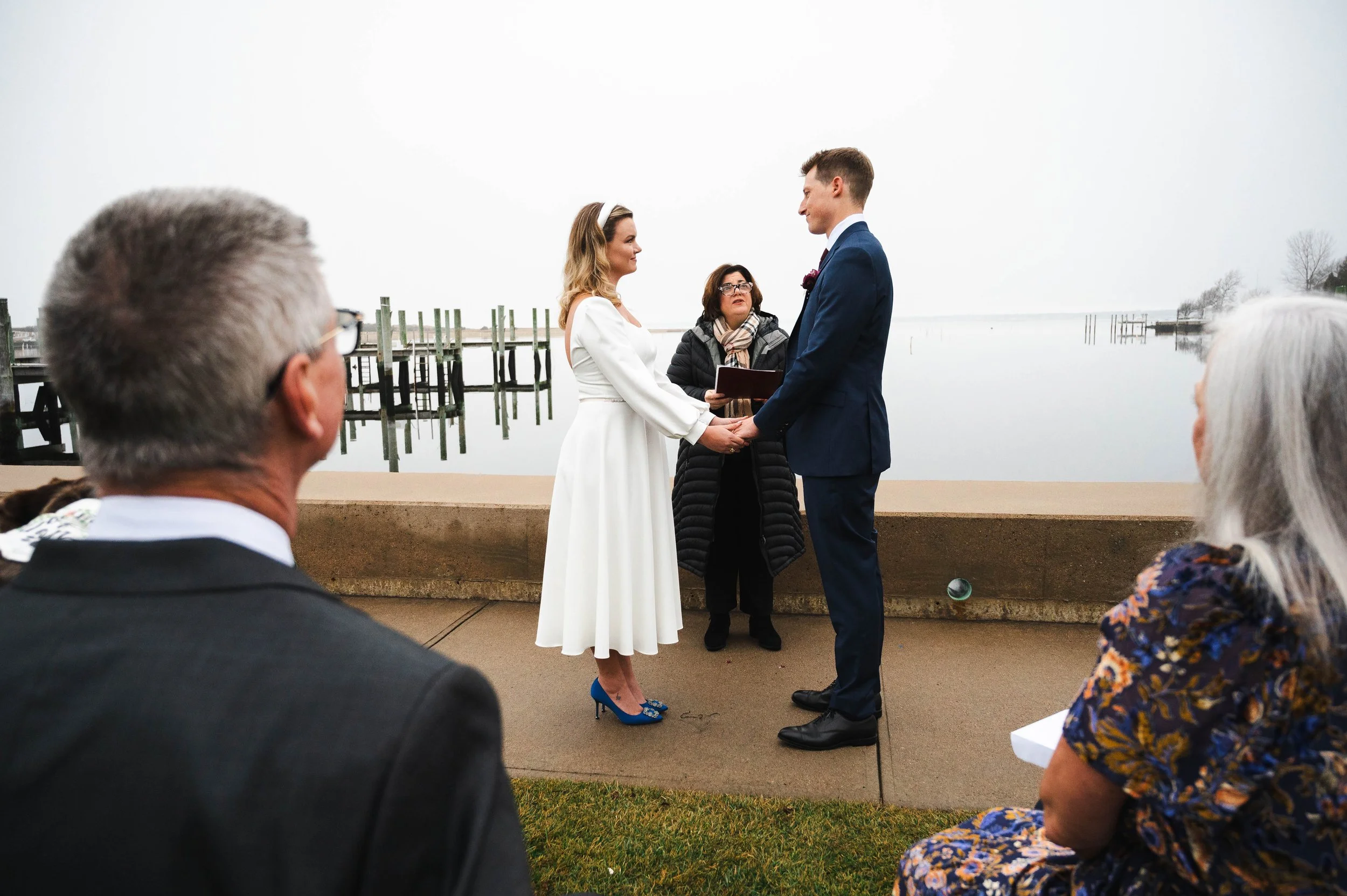 Outdoor wedding ceremony near the water in Watch Hill Rhode Island