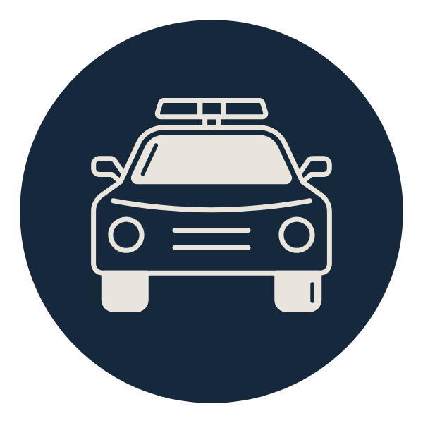 Icon of a police car with a light bar on top