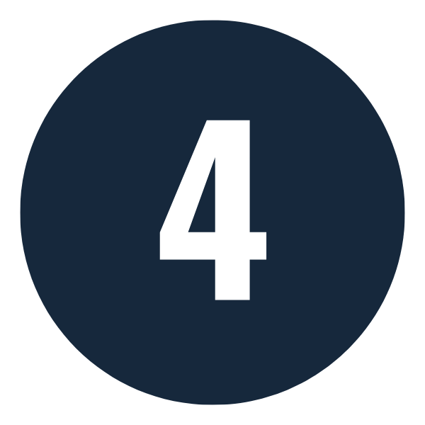 Number four in white on a dark circular background.