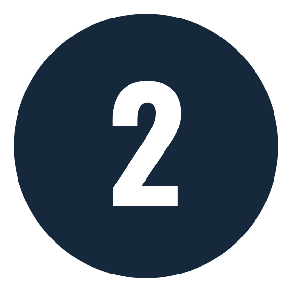A dark blue circular graphic with the number 2 in white in the center.