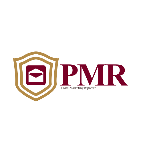 Logo of Postal Marketing Reporter with a shield emblem containing an envelope, and the text 'PMR' and 'Postal Marketing Reporter'.