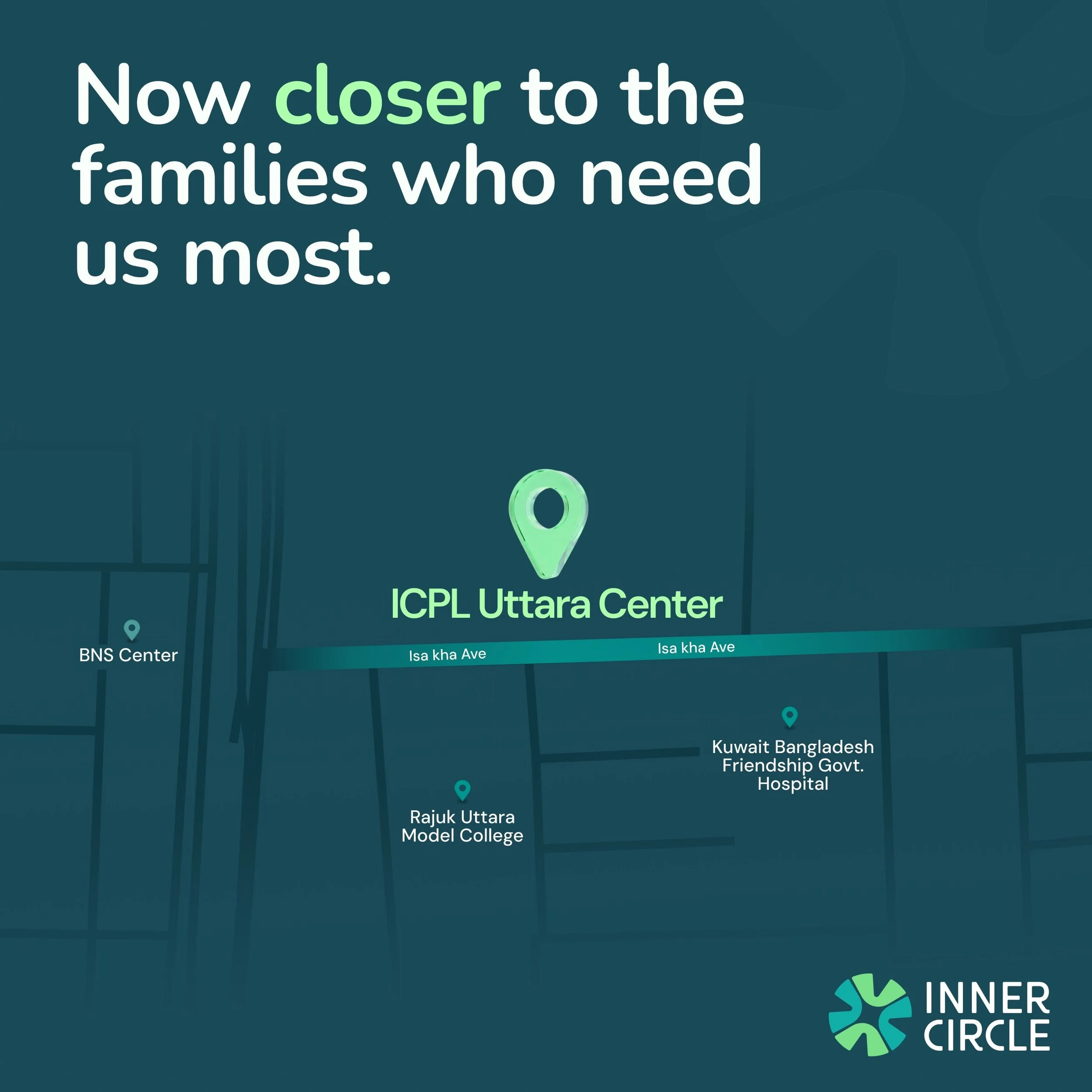 Quality care for your child shouldn&rsquo;t cost you a long commute. Inner Circle&rsquo;s Uttara branch brings early intervention, therapy, and clinical support right to your side of the city. Less travel, more time. More of the everyday moments that