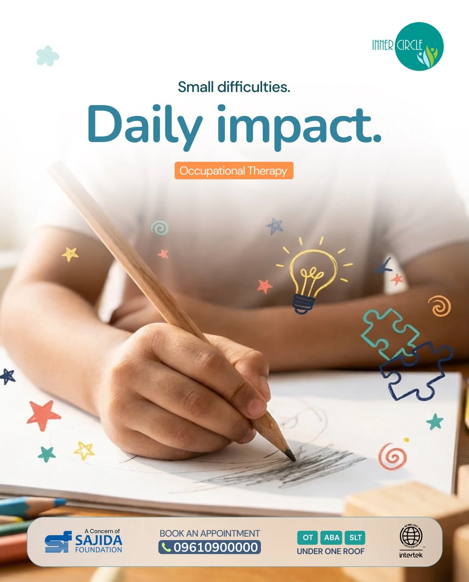 Trouble sitting still. Difficulty holding a pencil. Sensitivity to noise, texture, or movement. On their own, these look minor. Together, they shape how a child learns, plays, and gets through the day.

Occupational therapy works on the underlying sy