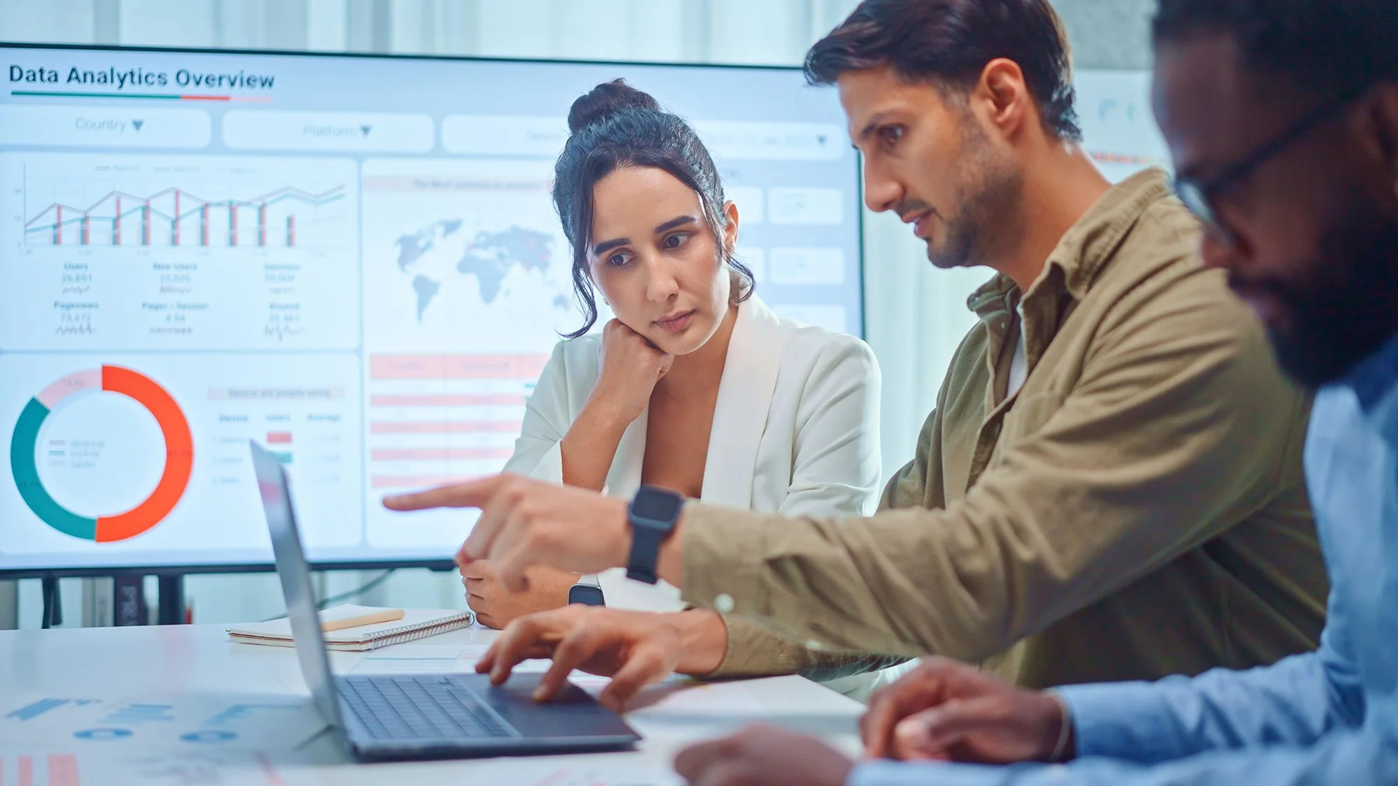 finance workforce reviewing charts