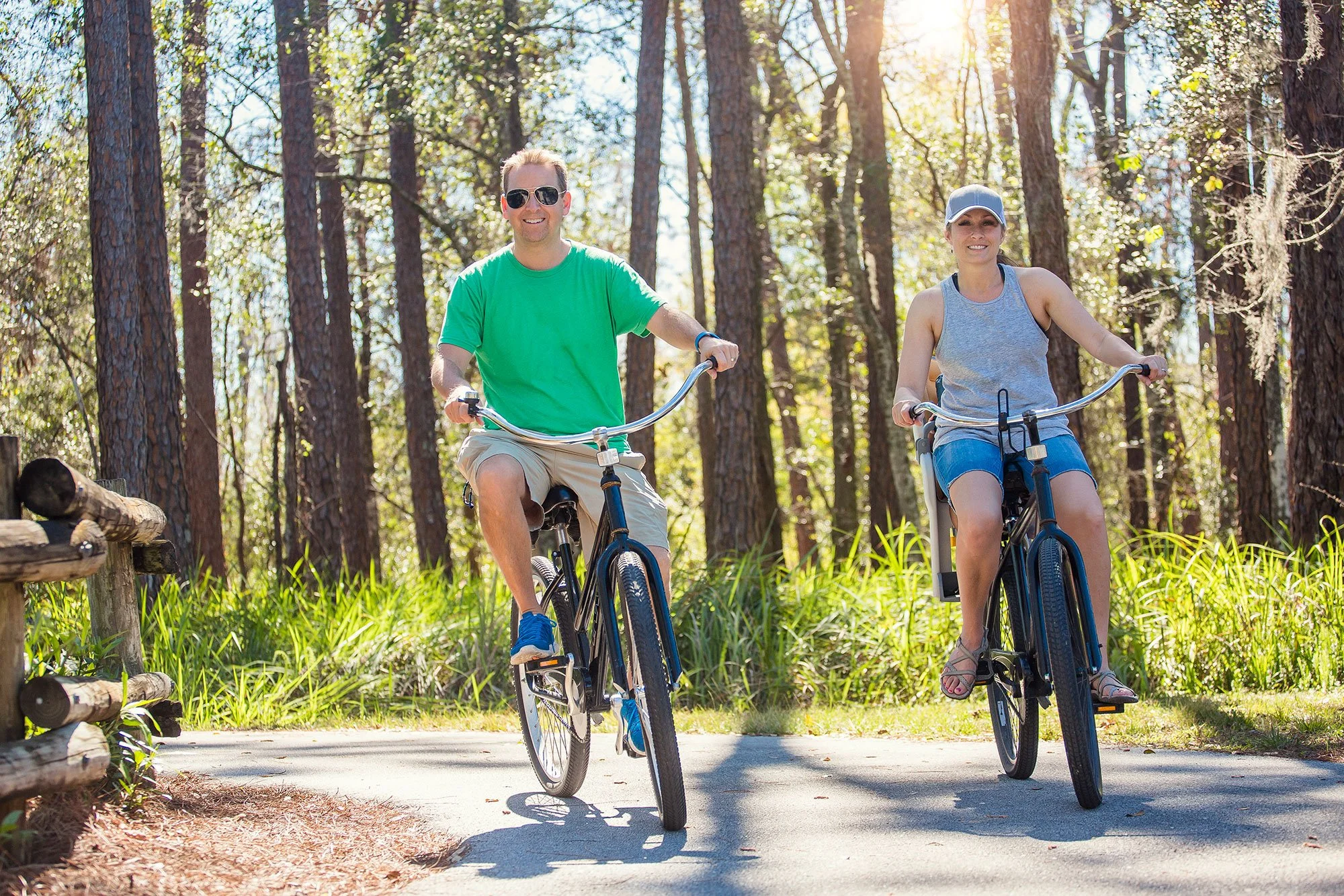 couple riding bikes