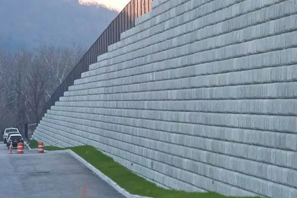 Large-scale Redi-Rock retaining wall designed for long-term durability.
