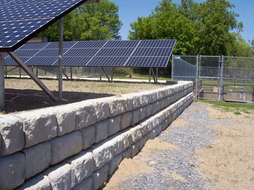 Redi-Rock natural stone retaining wall