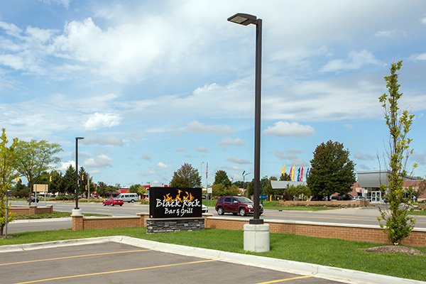 Concrete light pole bases manufactured by Carolina Concrete Products in Goldsboro, NC.