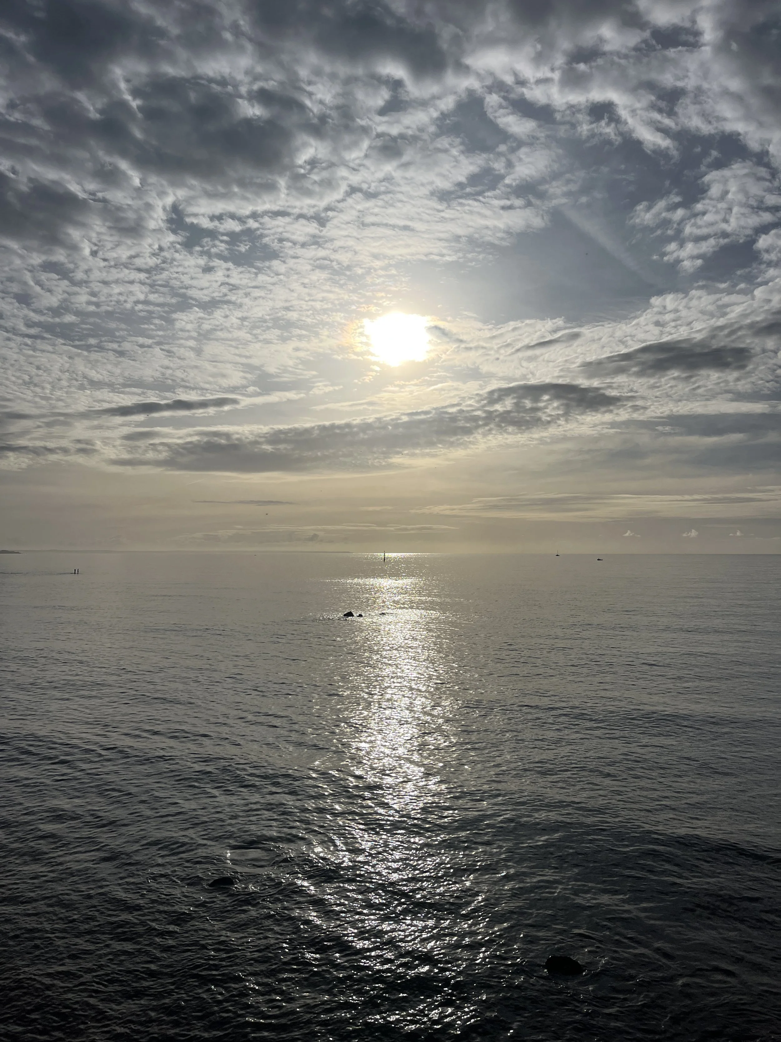 sun setting over Cornish sea