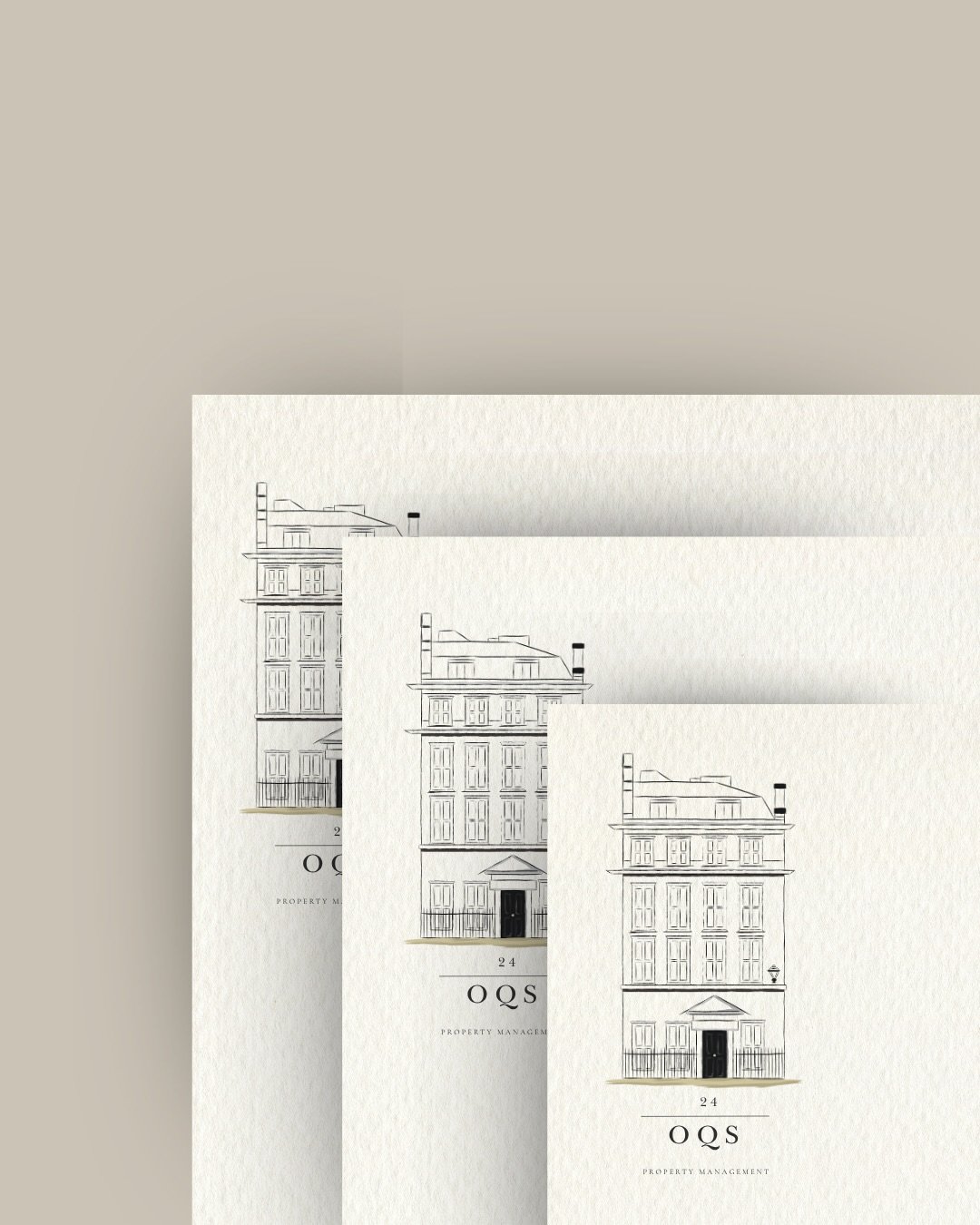 24 OQS Property Management - a Georgian townhouse at the heart of Westminster, turned into a logo.

The brief was simple: create something that felt as considered as the address. So I started with the building itself.

Illustrative logo for 24 OQS 🖤