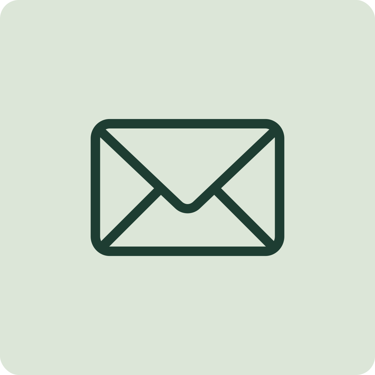 Icon of a closed envelope on a light green background.