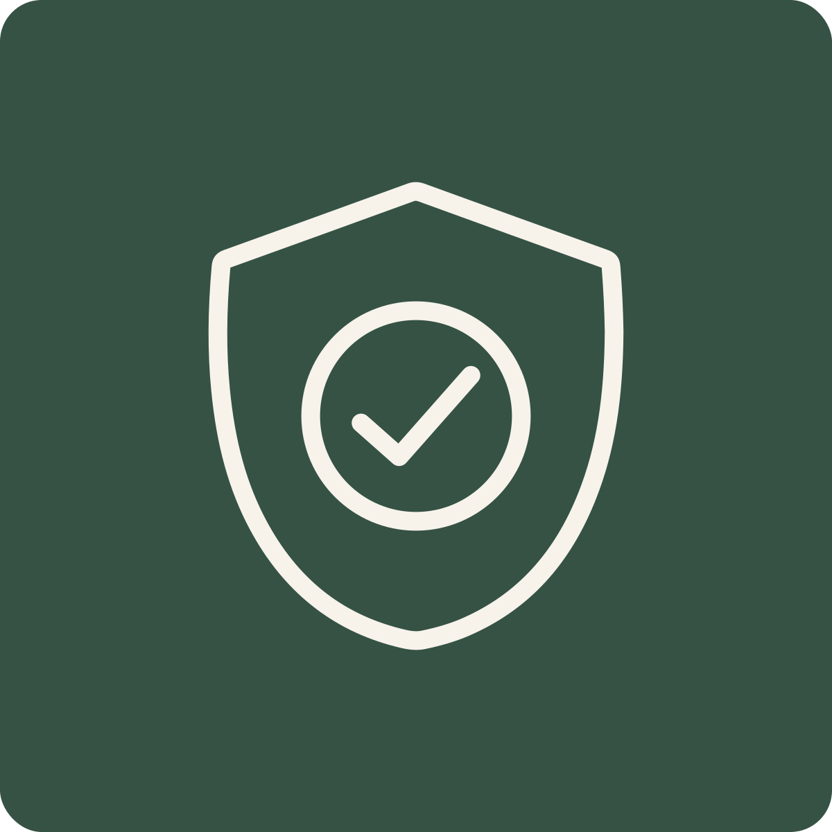 Icon of a shield with a check mark inside it, representing security or protection.