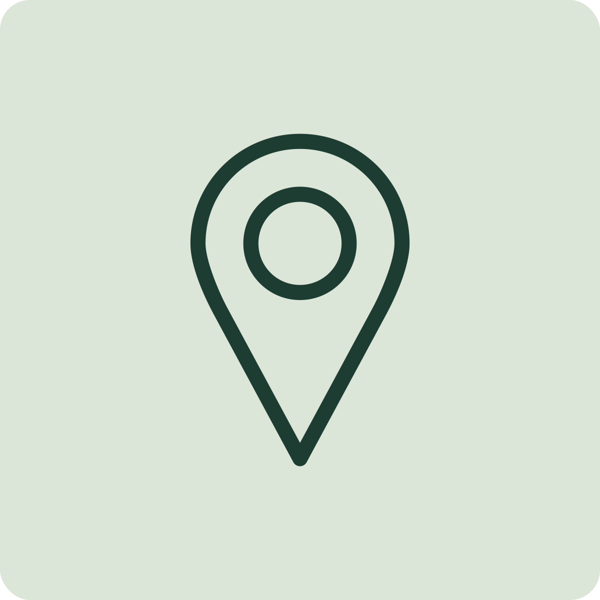 Custom map location pin icon on a light green background.