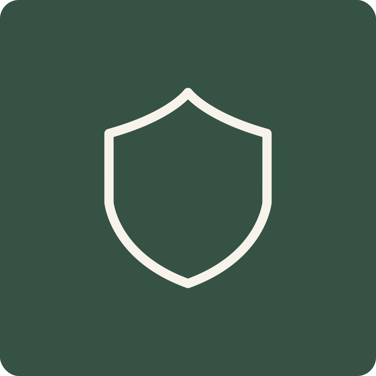 Minimalist icon of a shield, representing security or protection.