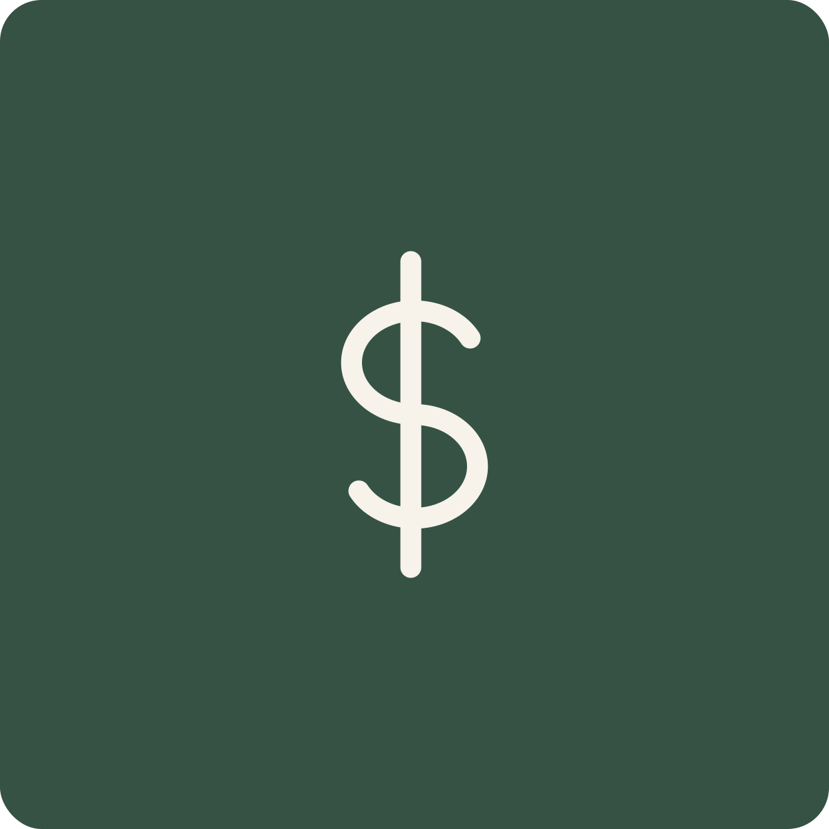 Green background with a white dollar sign in the center.