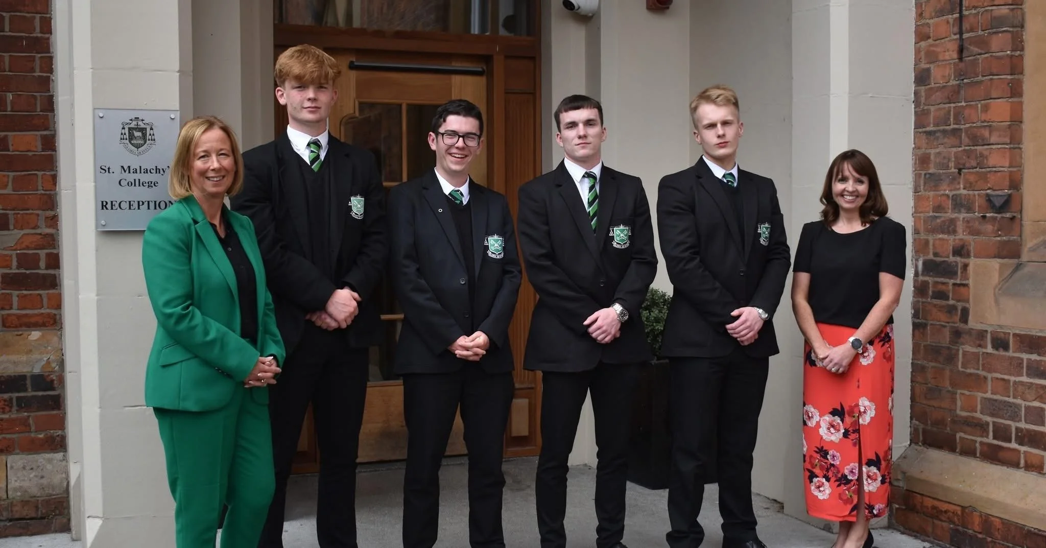 College Prefects from St Malachy's College with Principal Deirdre McCusker and Head of Sixth Form