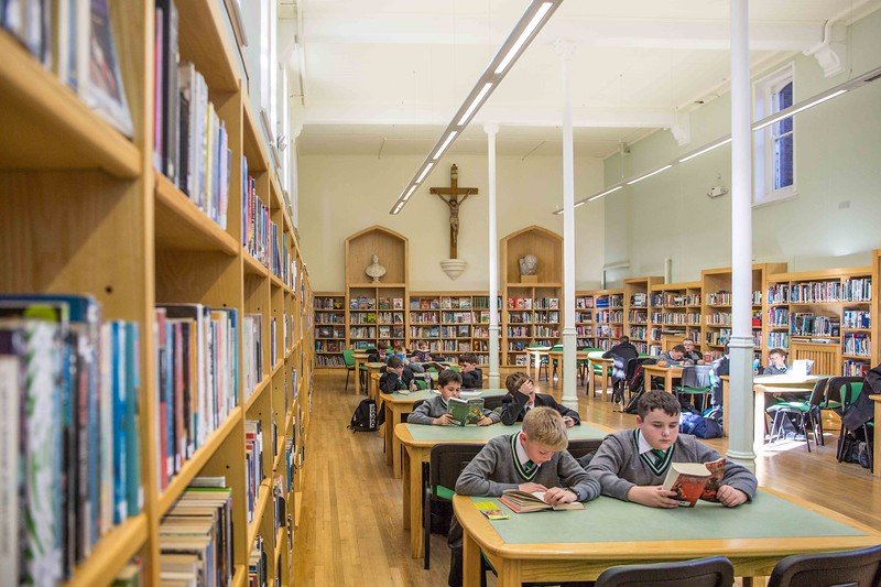 Students from St Malachy's College studying in the College Library