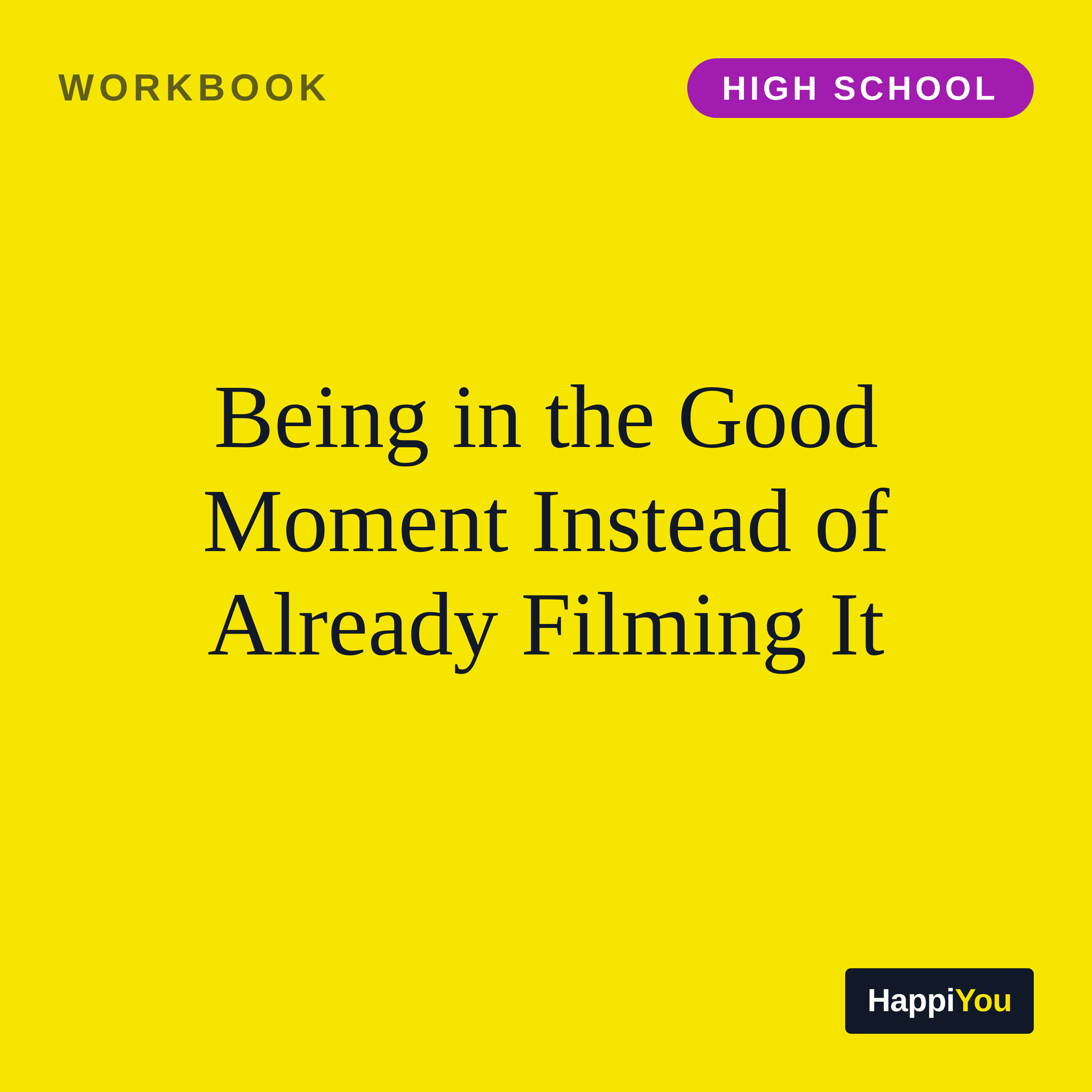 Being in the Good Moment Instead of Already Filming It