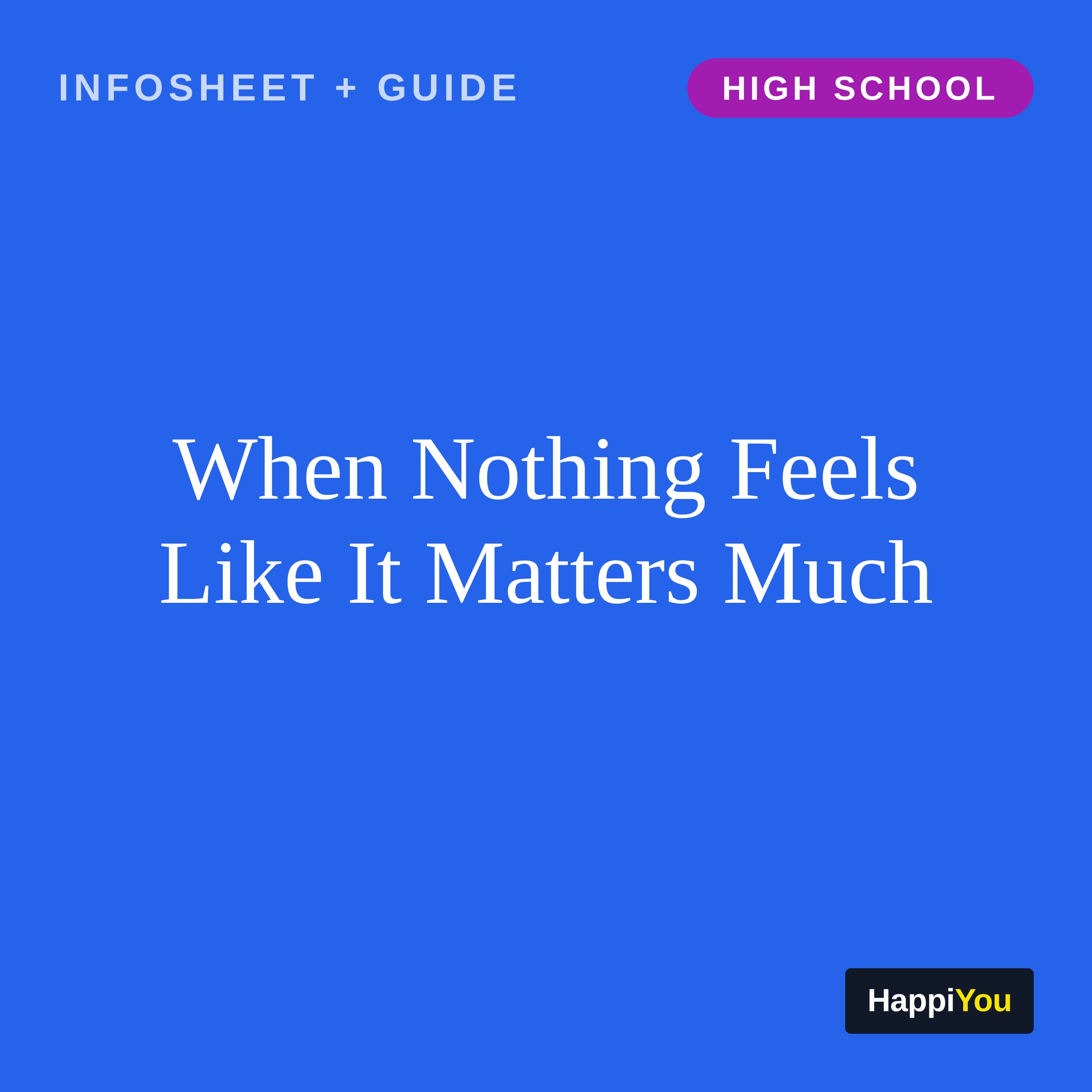 When Nothing Feels Like It Matters Much