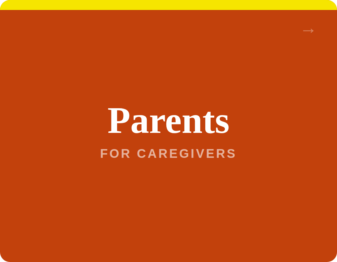 Book cover titled "Parents for Caregivers" with a rust-colored background.
