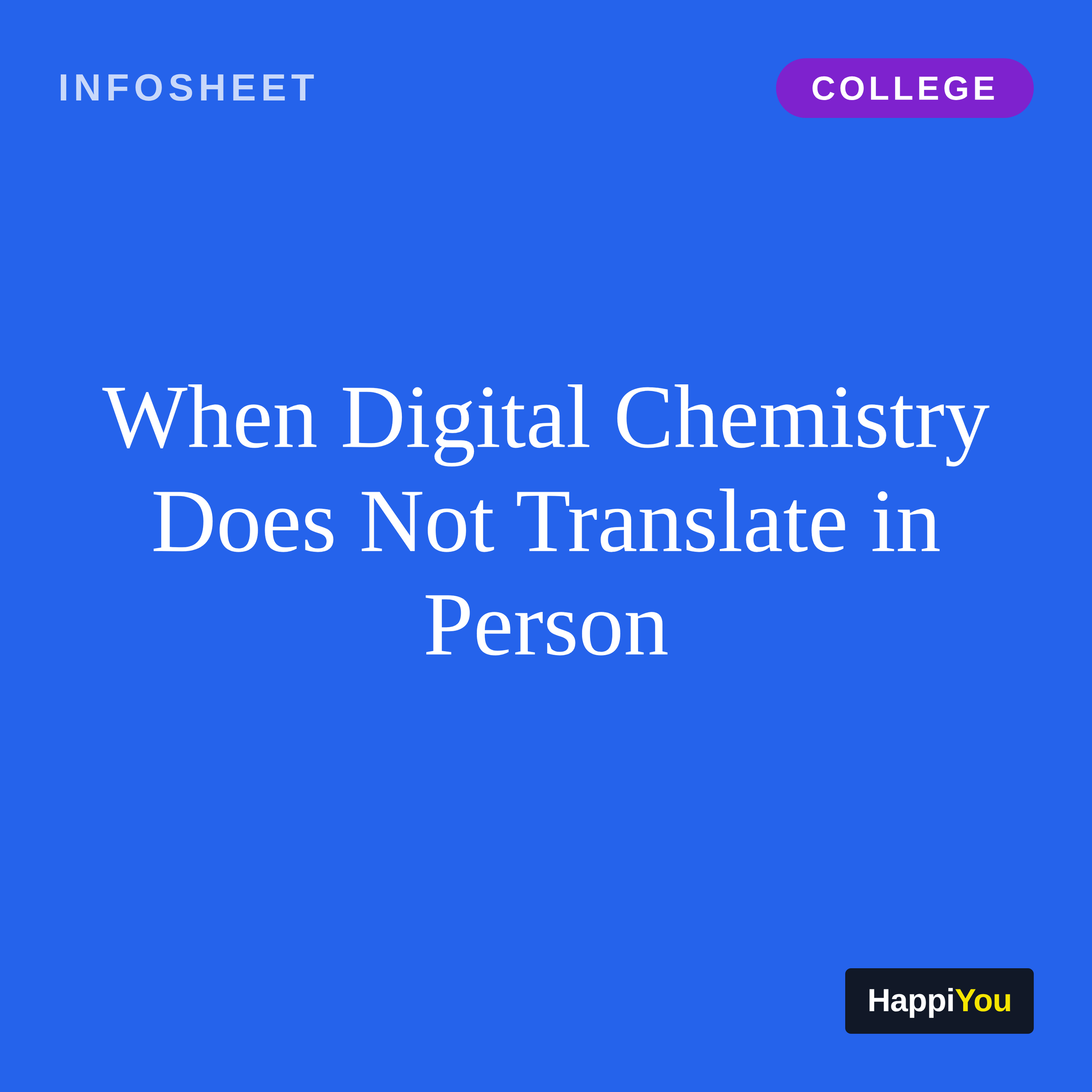 When Digital Chemistry Does Not Translate in Person