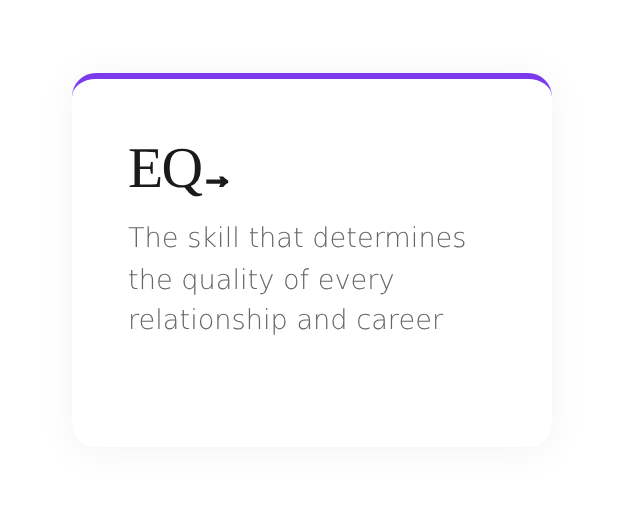 Close-up of a slide with the title 'EQ' and the description 'The skill that determines the quality of every relationship and career'.