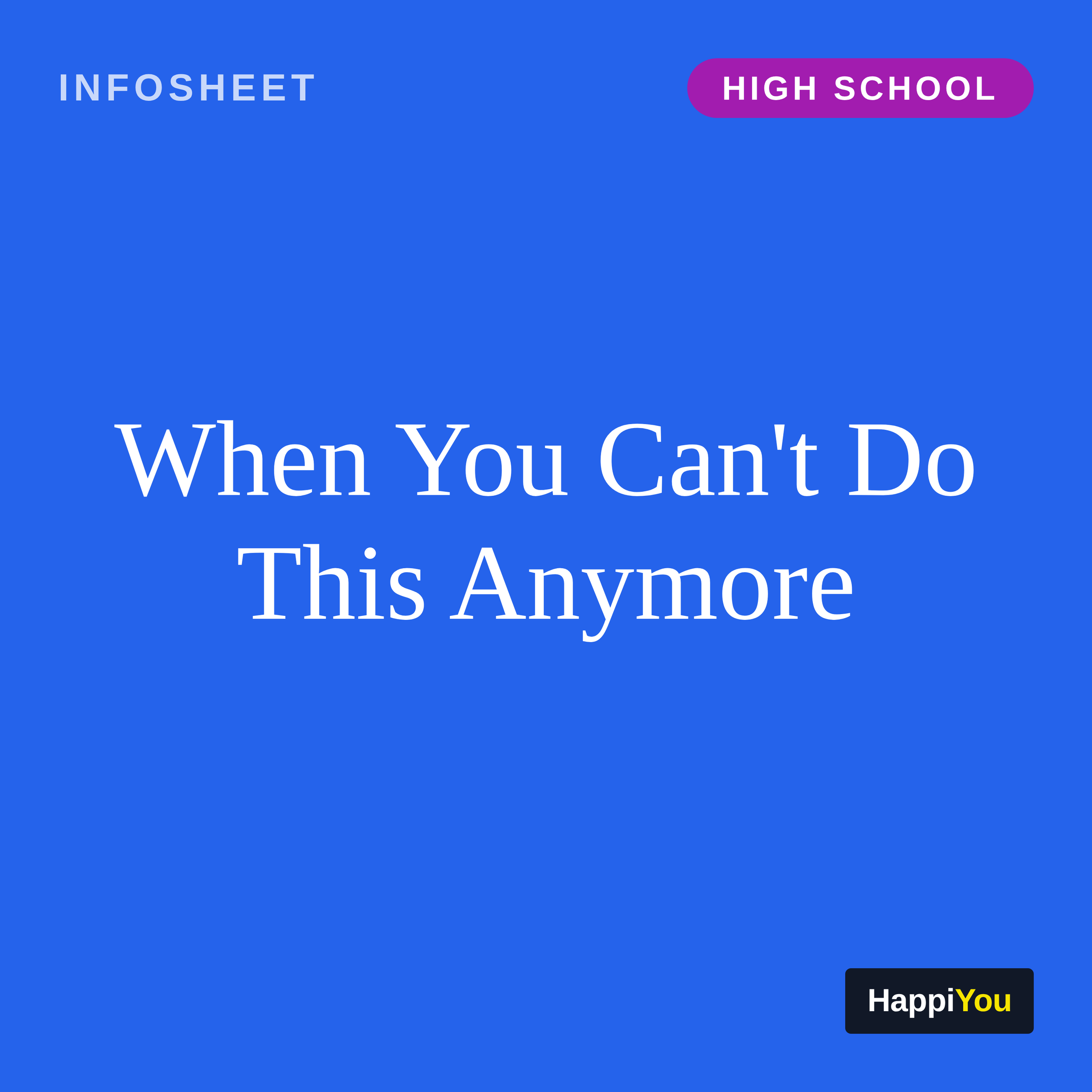 When You Can't Do This Anymore