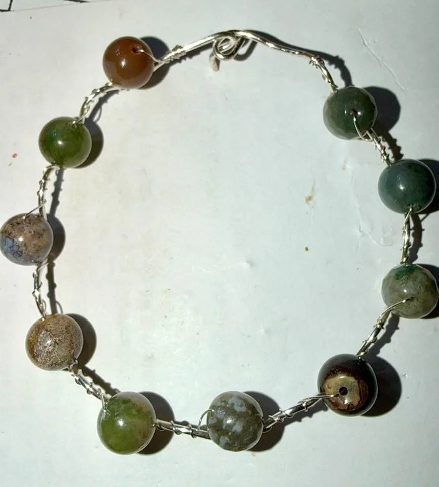 Ocean Jasper hand-wire wrapped bracelet