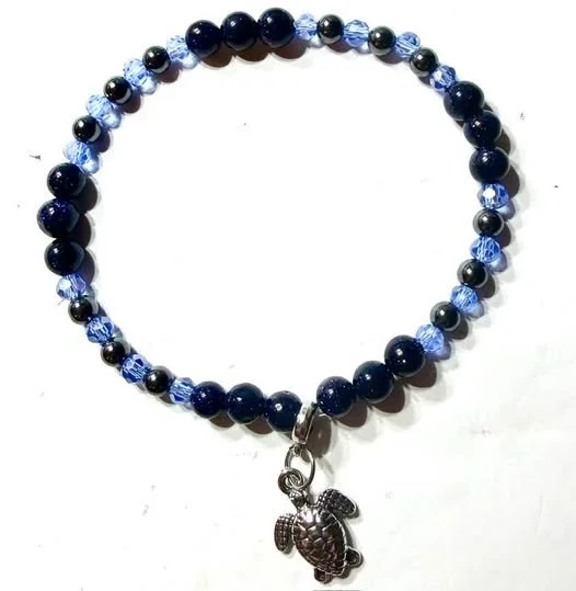 Blue Goldstone and Sapphire Bracelet