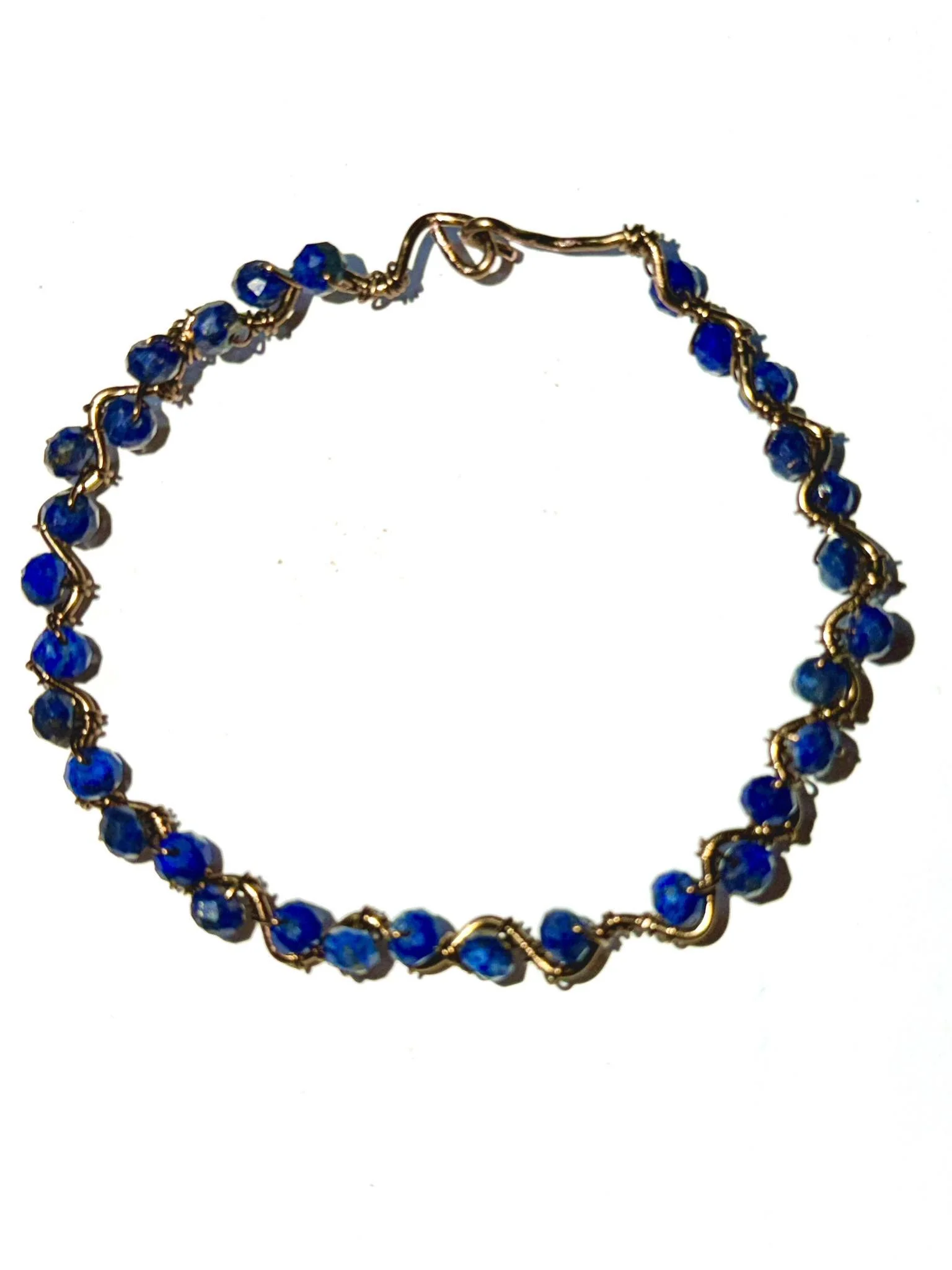 Lapis Lazuli hand-wrapped wire bracelet