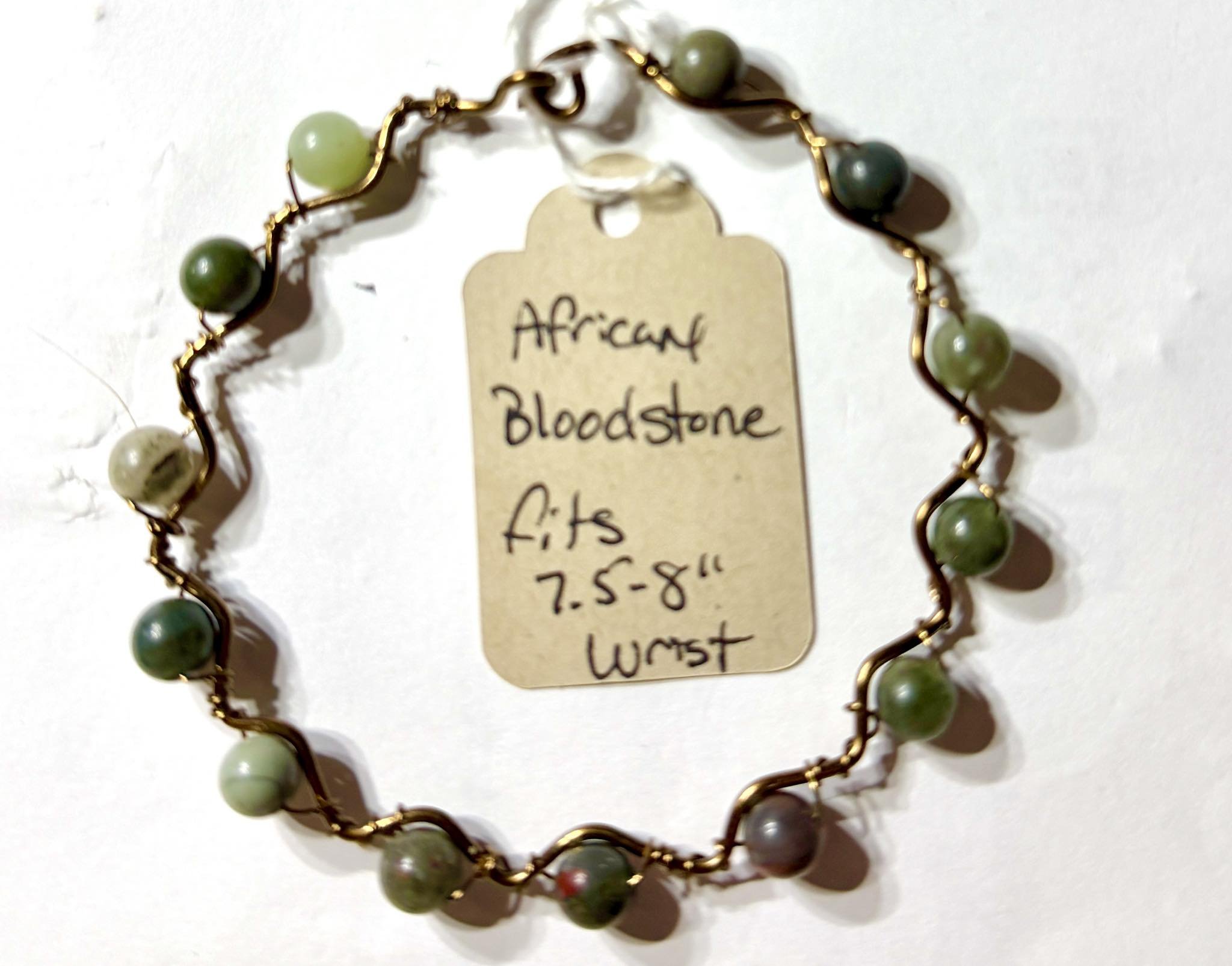African Bloodstone hand-wrapped bronze wire