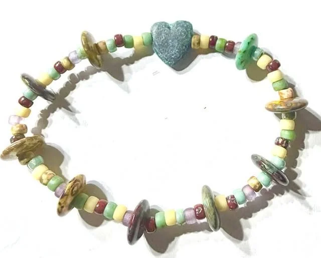 Gemstone and Czech Glass Bracelet
