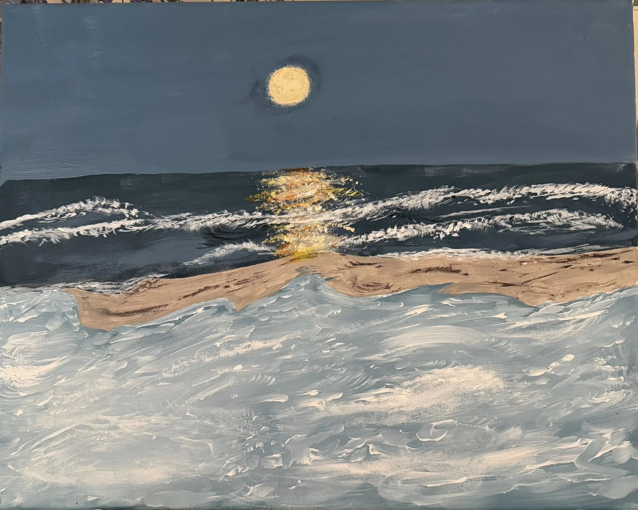 Moonrise and Snow at Topsail Island